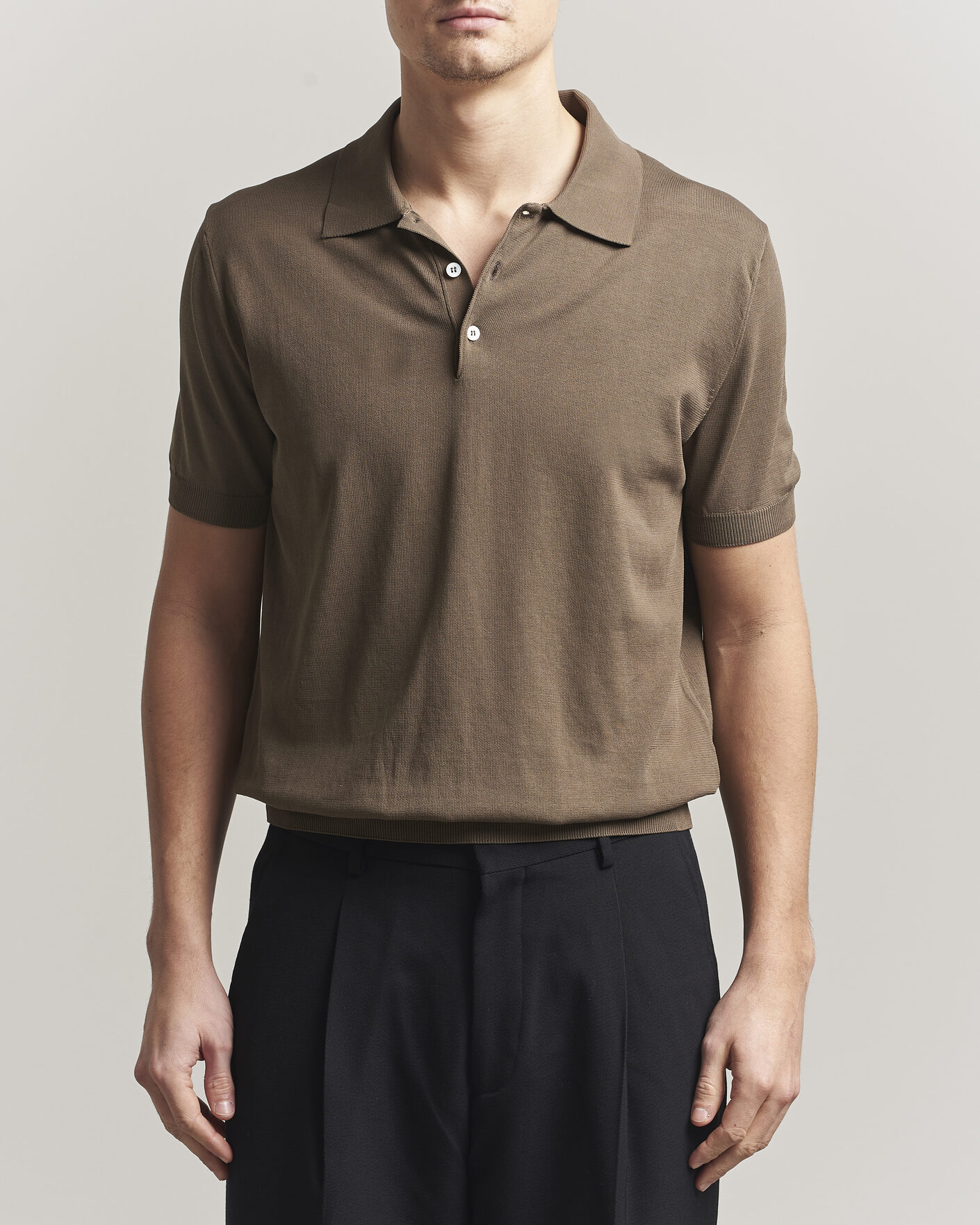 Men | Polo Shirts | Canali | Cotton Short Sleeve Polo Brown