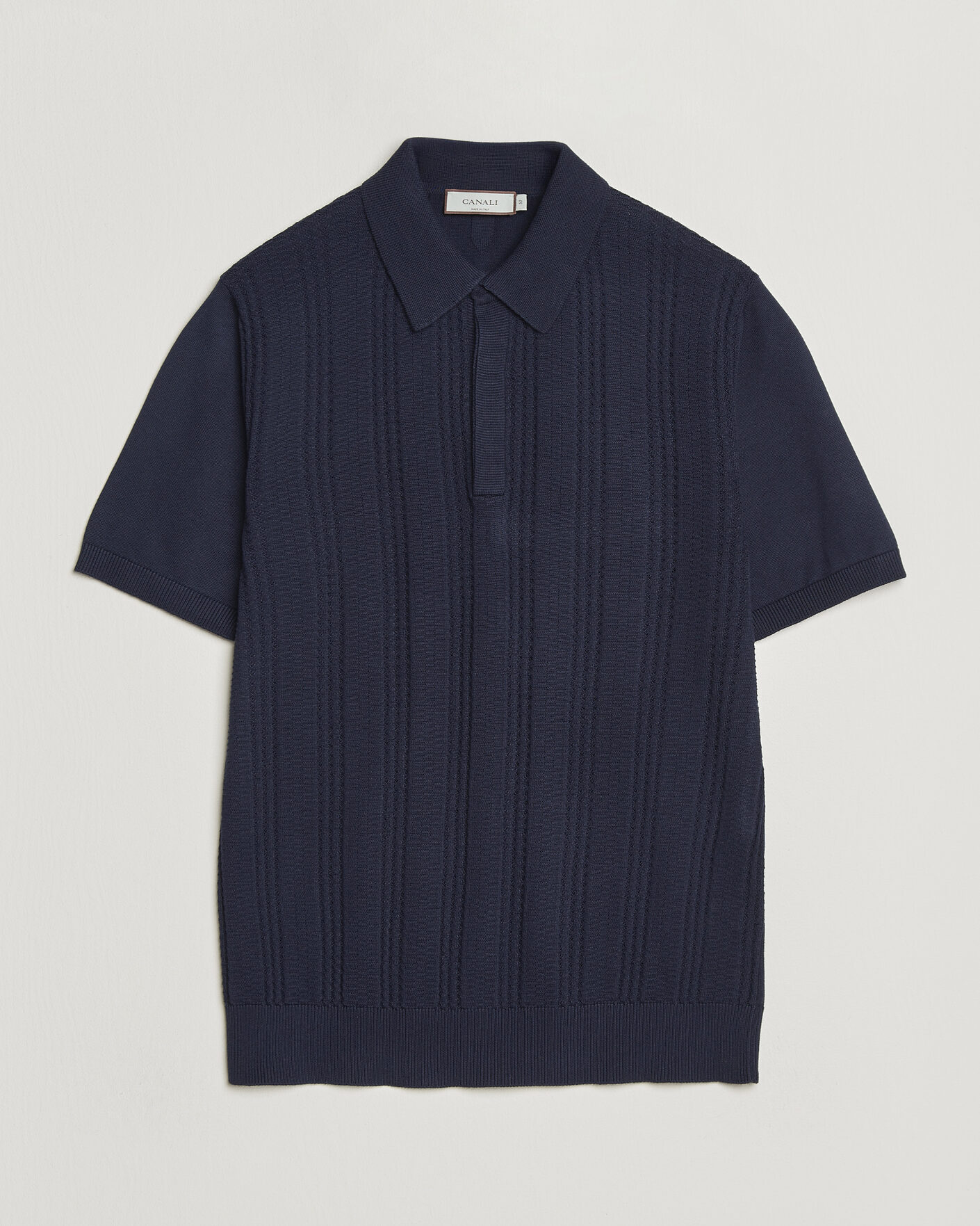 Men | Polo Shirts | Canali | Jacquard Short Sleeve Polo Navy