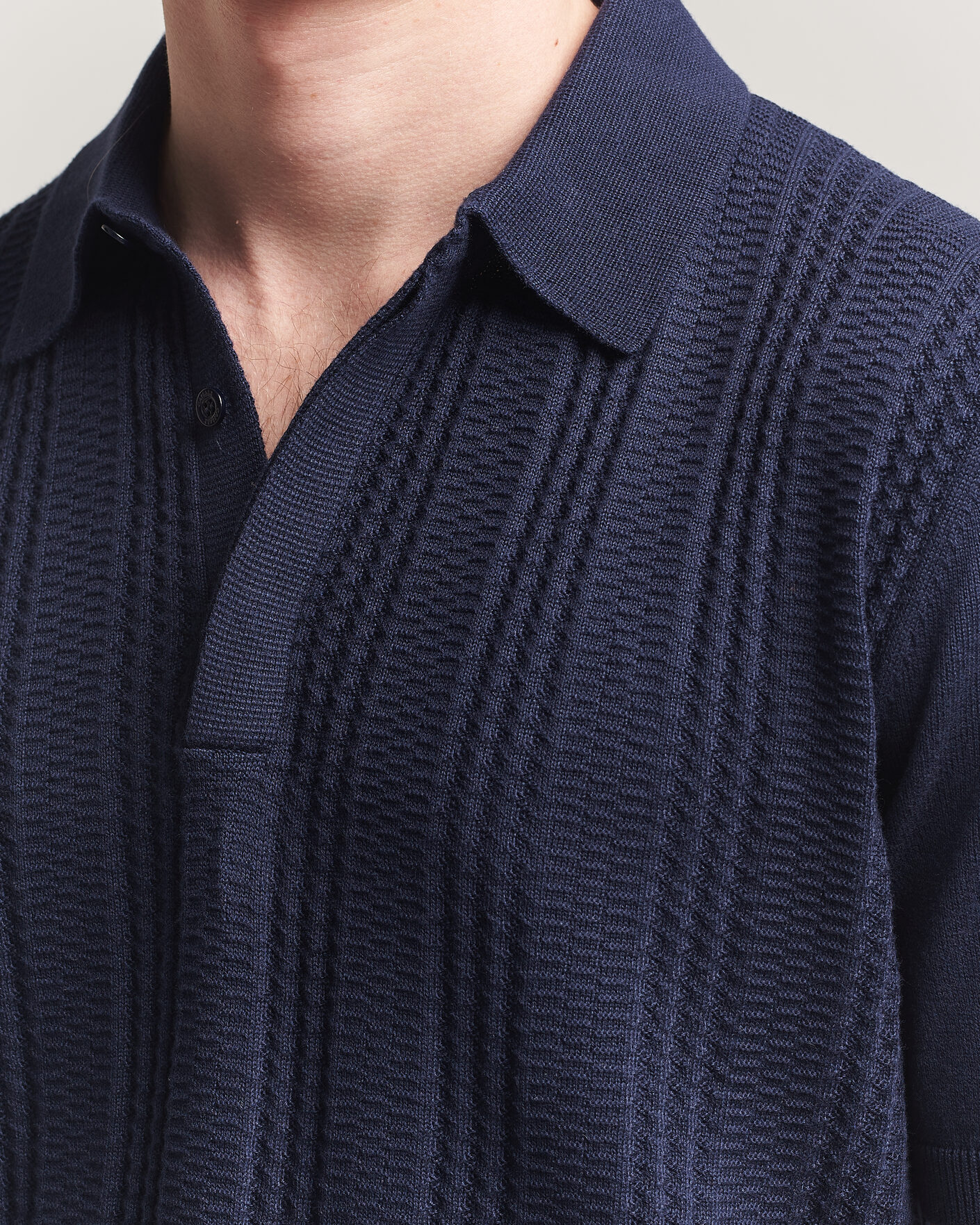 Men | Polo Shirts | Canali | Jacquard Short Sleeve Polo Navy