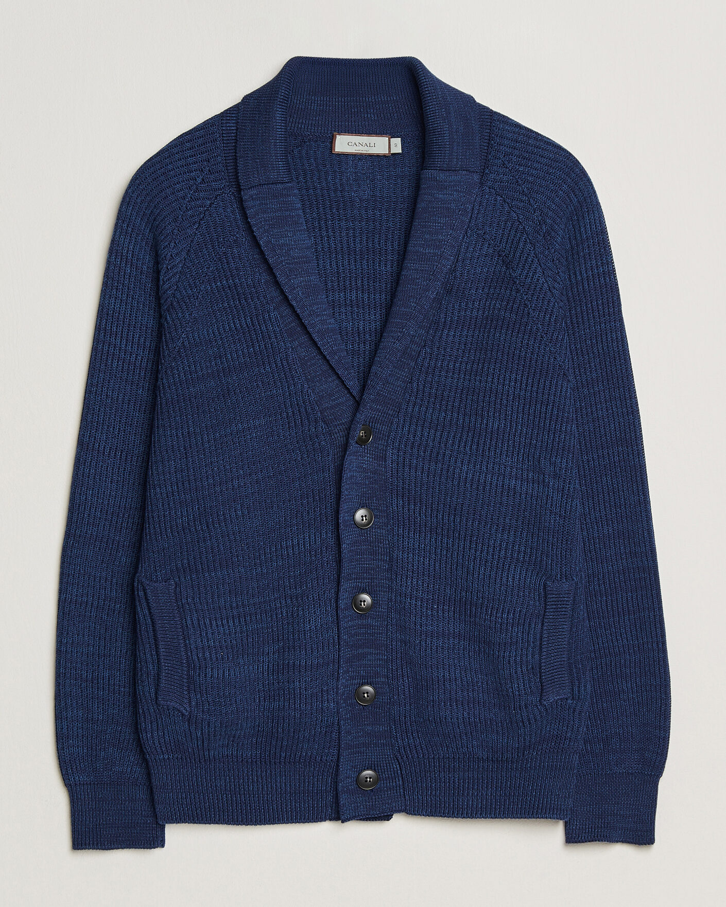 Men | Sweaters & Knitwear | Canali | Rib Knit Shawl Cardigan Navy
