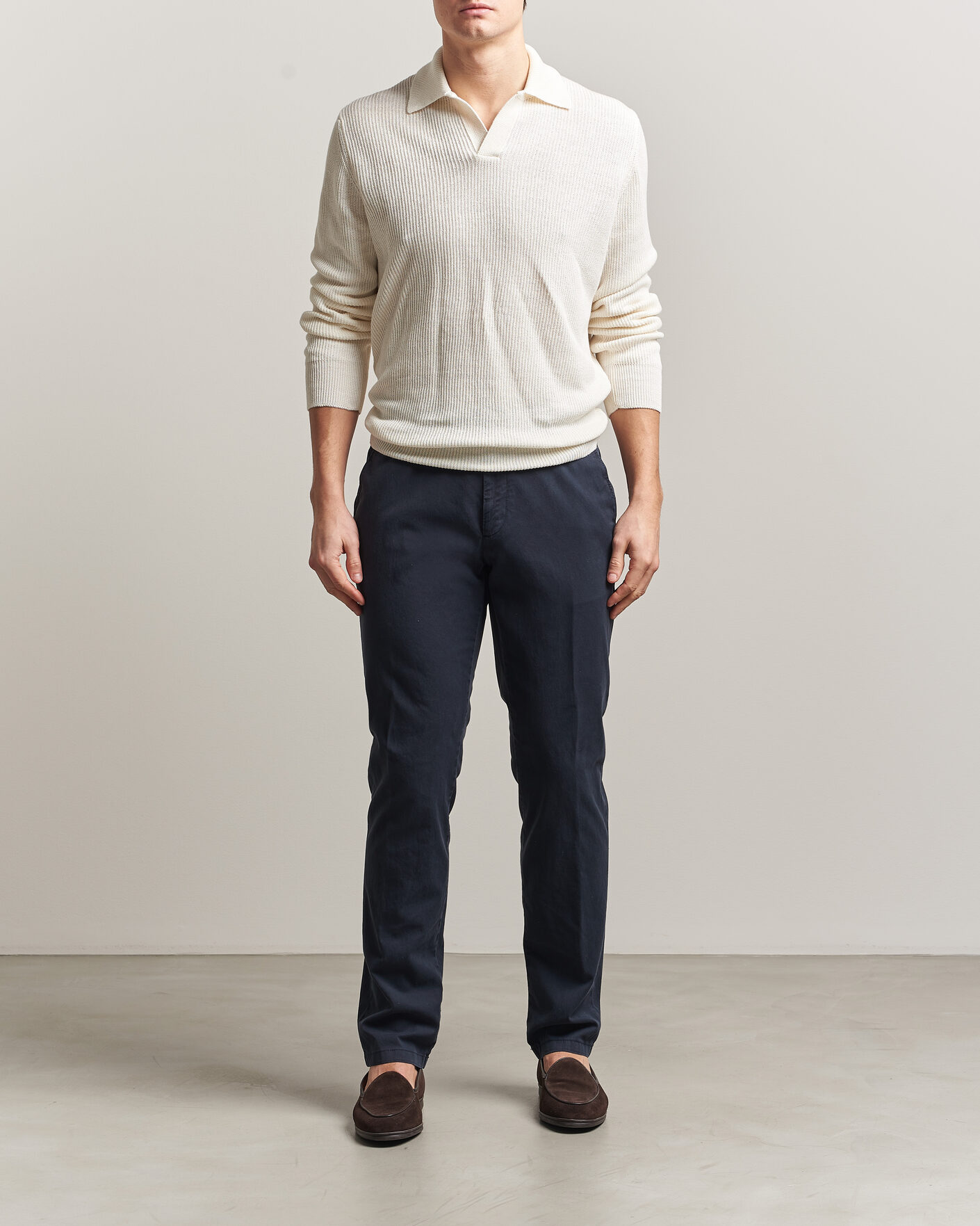 Men | Trousers | Canali | Regular Fit Cotton/Stretch Chinos Navy