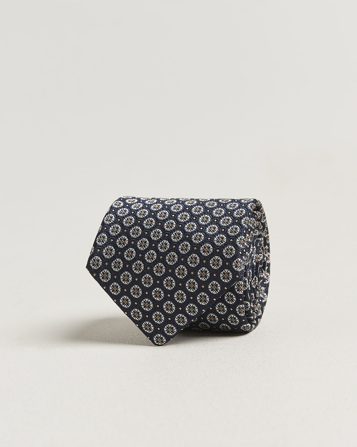 Men | Ties | Canali | Jacquard Flower Silk Tie Navy