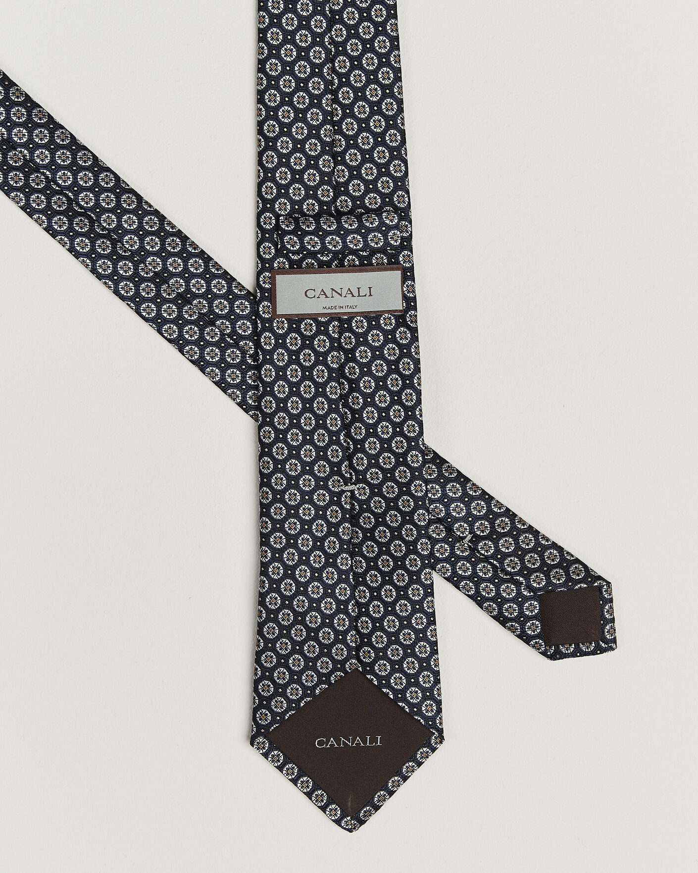 Men | Ties | Canali | Jacquard Flower Silk Tie Navy