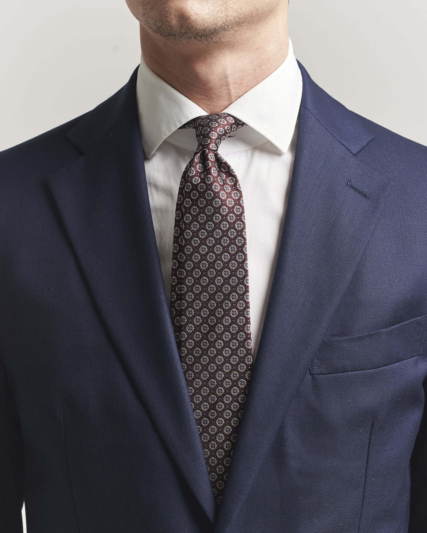 Men | Ties | Canali | Jacquard Flower Silk Tie Burgundy