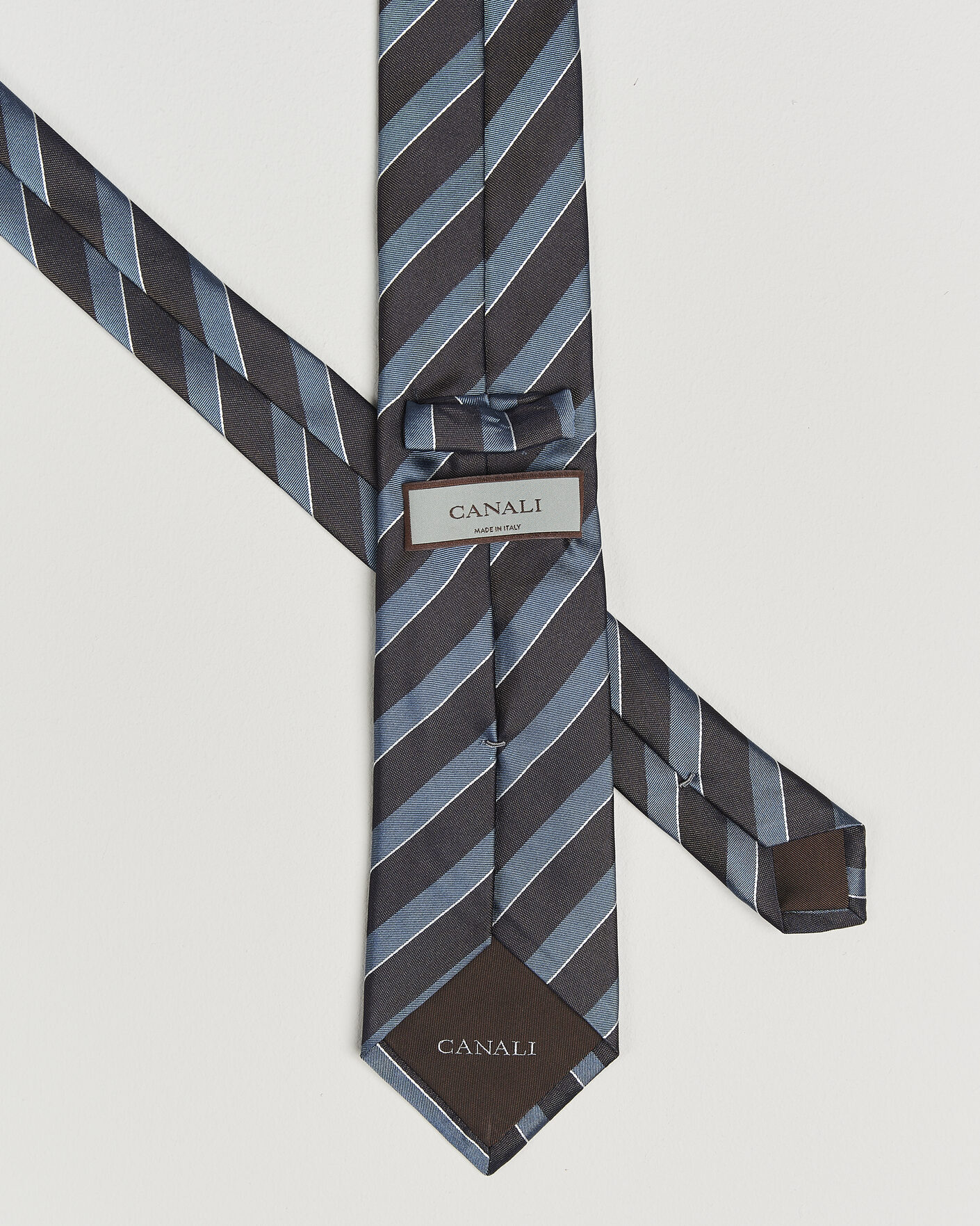 Men | Ties | Canali | Regimental Stripe Silk Tie Brown/Blue