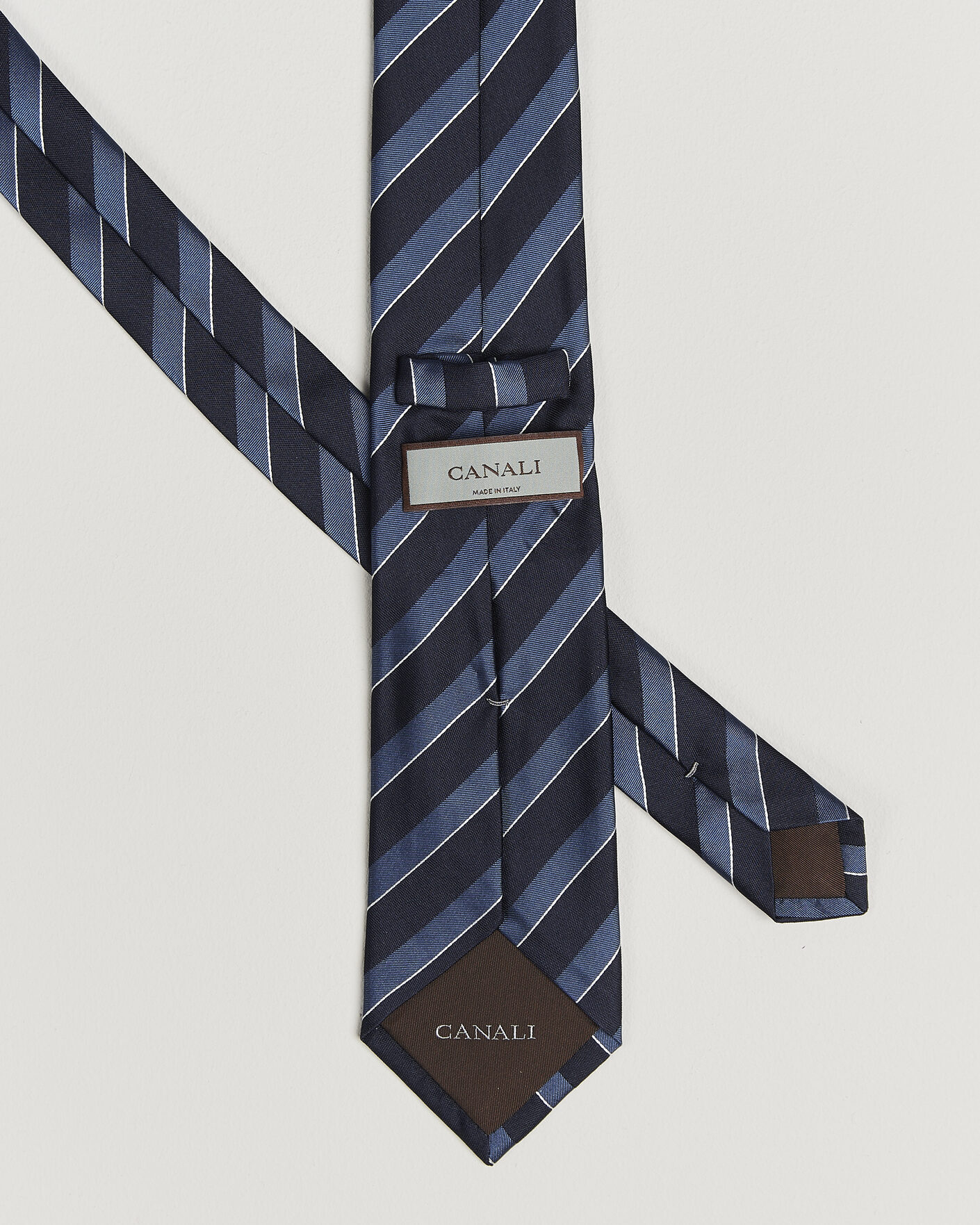 Men | Ties | Canali | Regimental Stripe Silk Tie Navy/Blue