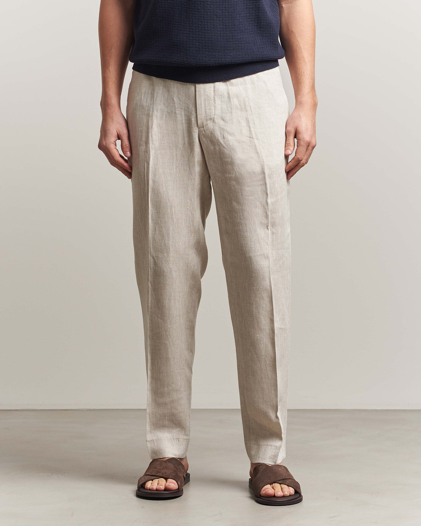 Men | Trousers | J.Lindeberg | Soren Drape Linen Pants Moonbeam