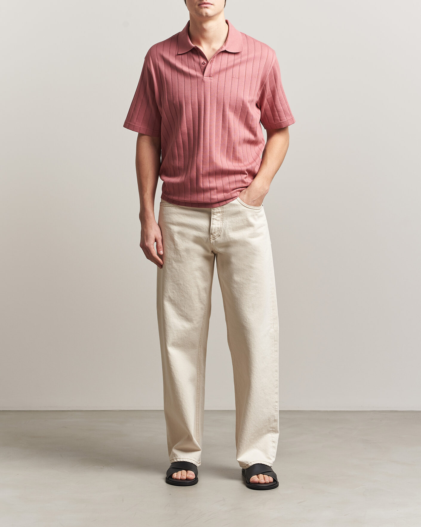 Men | Polo Shirts | J.Lindeberg | Simon Striped Polo Withered Rose