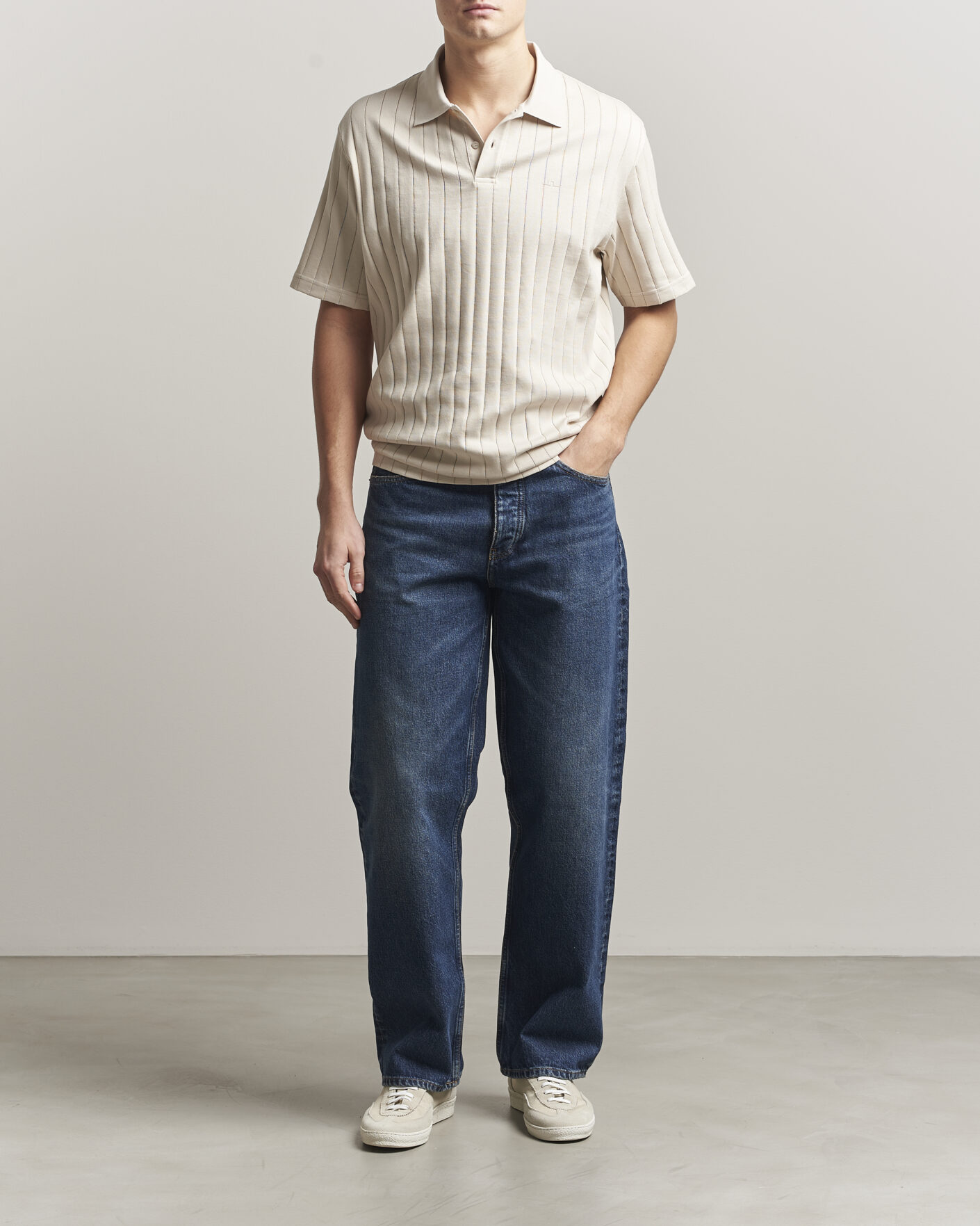 Men | Polo Shirts | J.Lindeberg | Simon Striped Polo Moonbeam
