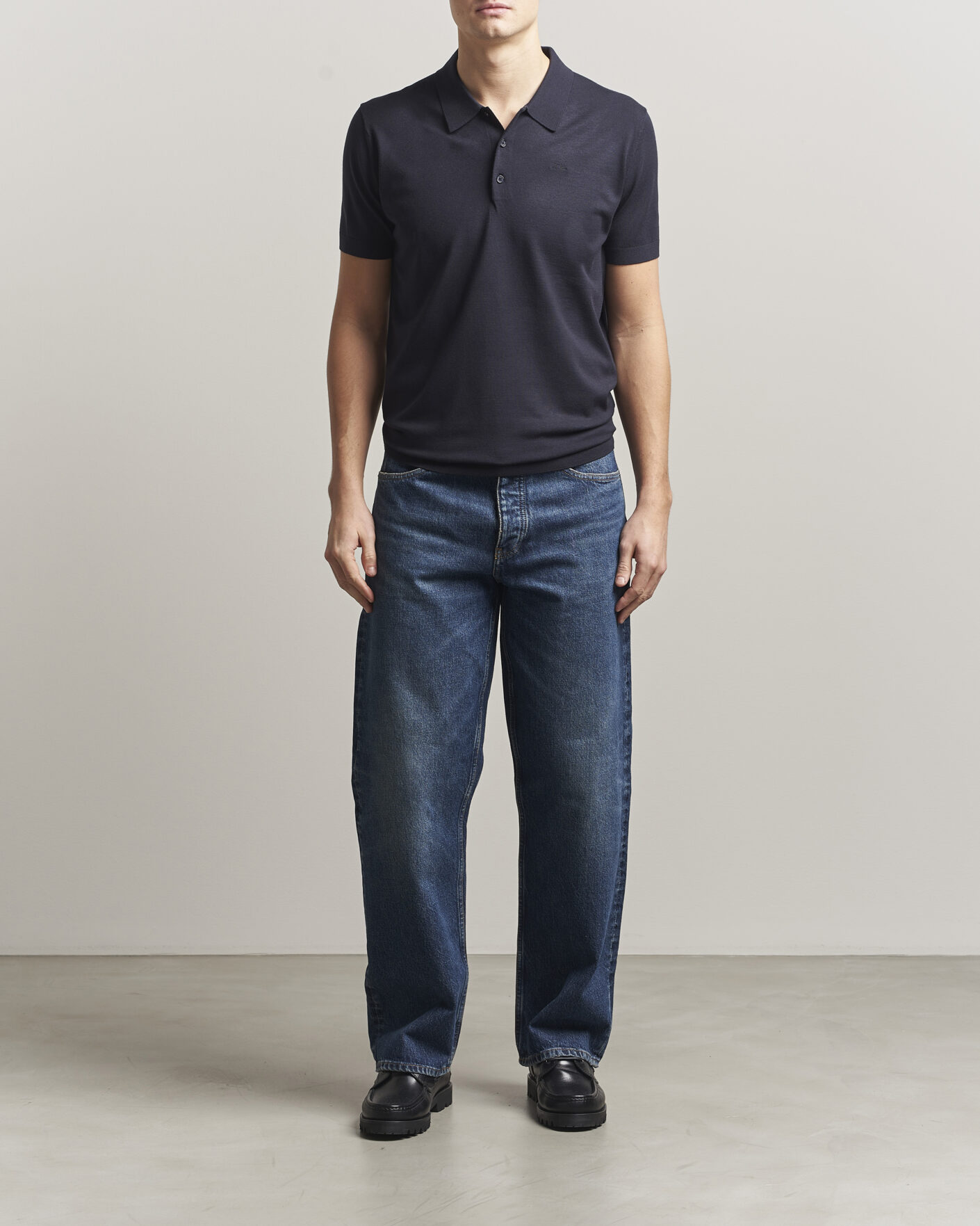 Men | Polo Shirts | J.Lindeberg | Ridge Knitted Polo JL Navy
