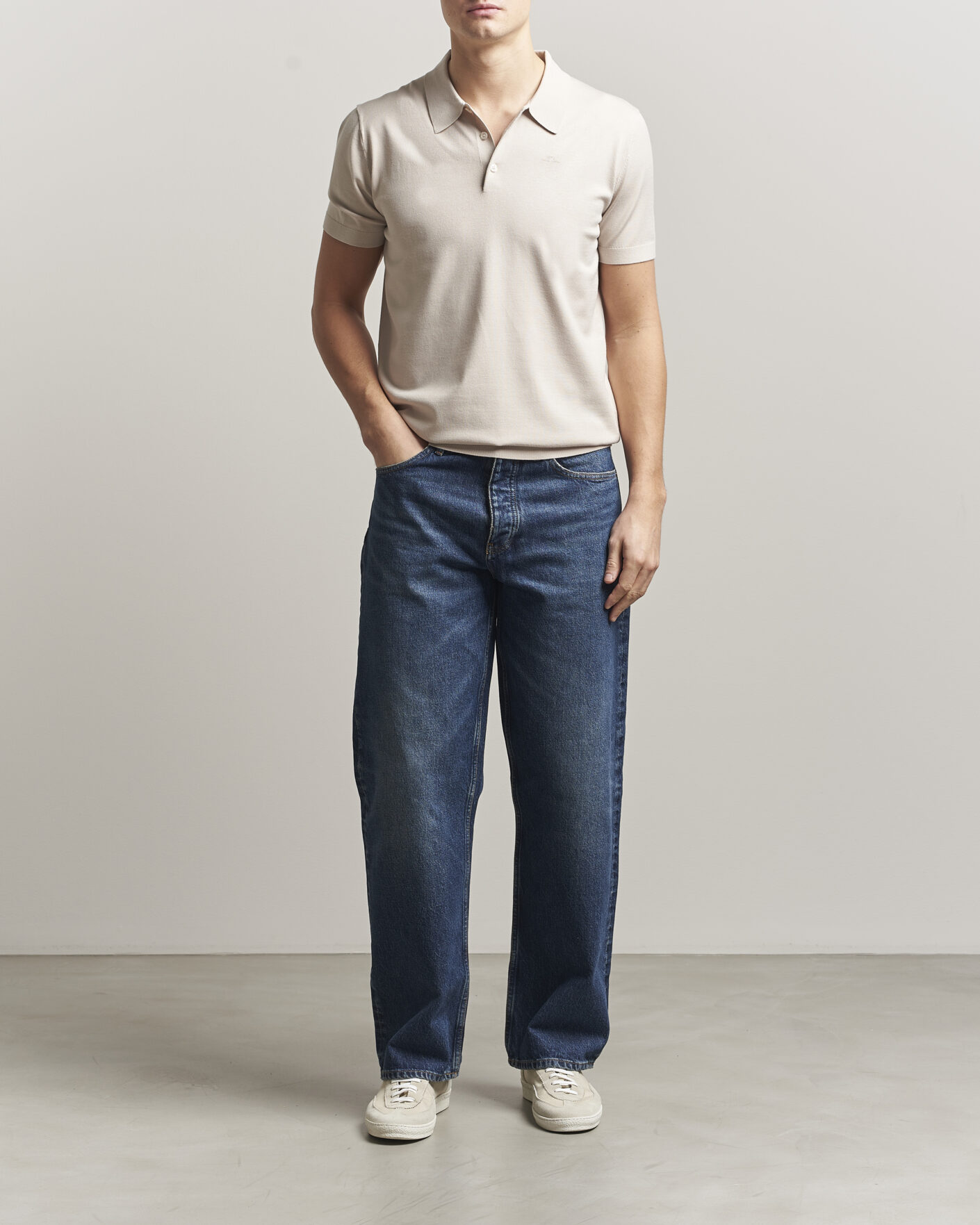 Men | Polo Shirts | J.Lindeberg | Ridge Knitted Polo Moonbeam