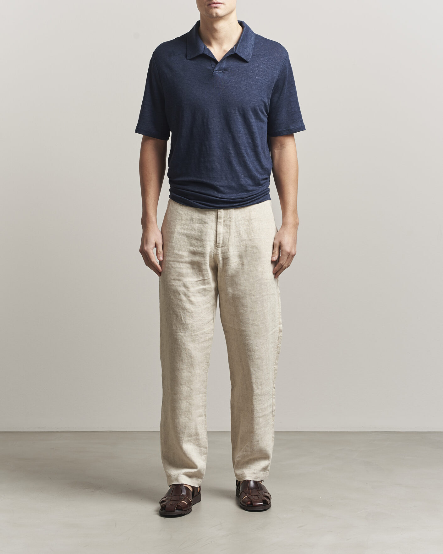 Men | Polo Shirts | J.Lindeberg | Roy Linen Polo JL Navy