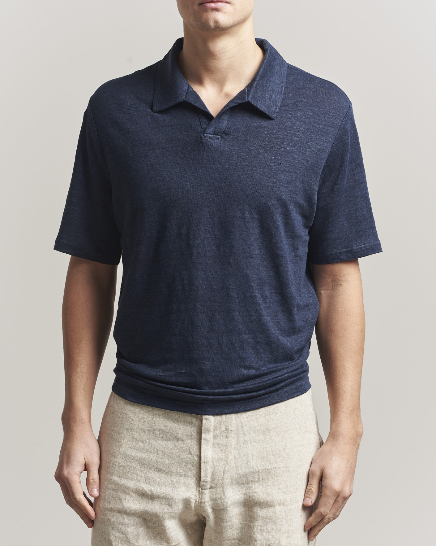 Men | Polo Shirts | J.Lindeberg | Roy Linen Polo JL Navy