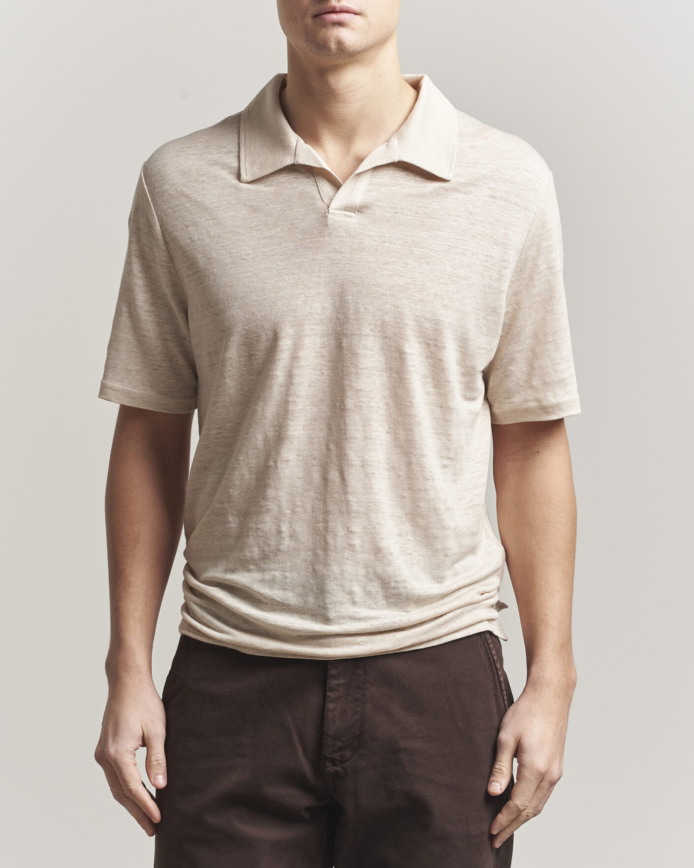 Men | Polo Shirts | J.Lindeberg | Roy Linen Polo Moonbeam