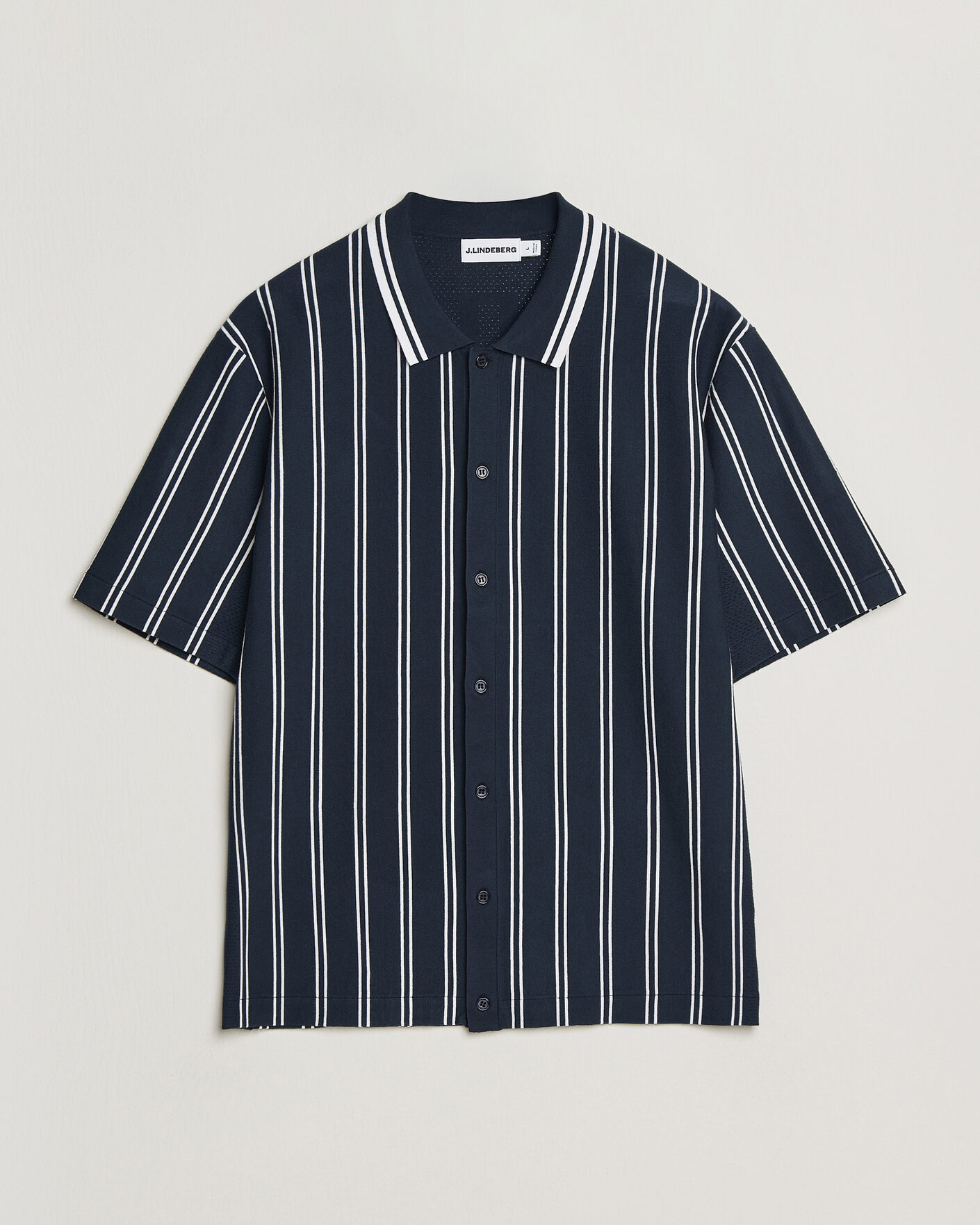 Men | Shirts | J.Lindeberg | Rue Knit Short Sleeve Shirt JL Navy