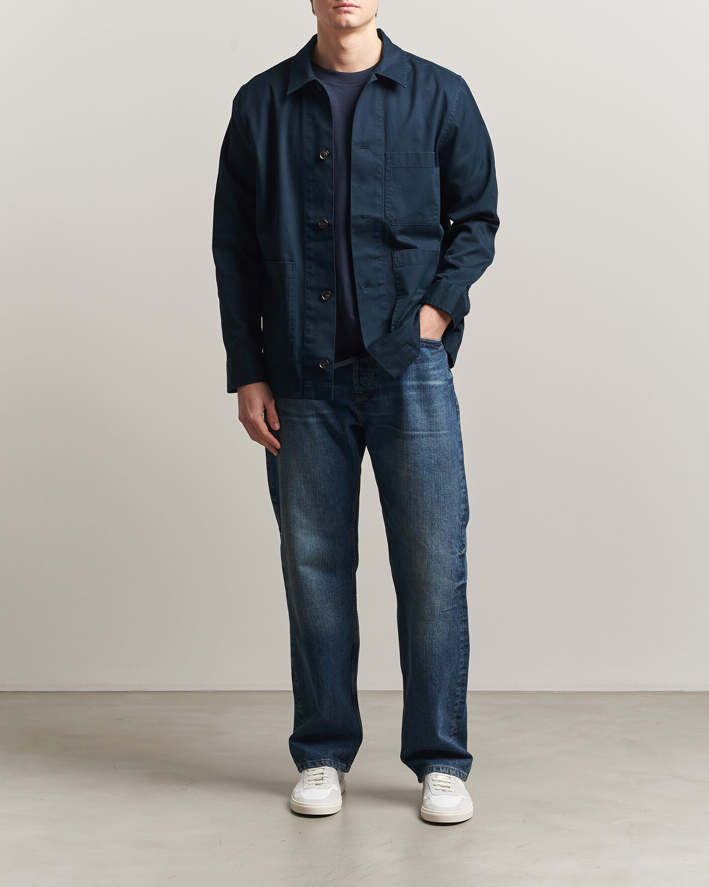 J.Lindeberg Easton Cotton Overshirt JL Navy at CareOfCarl.com