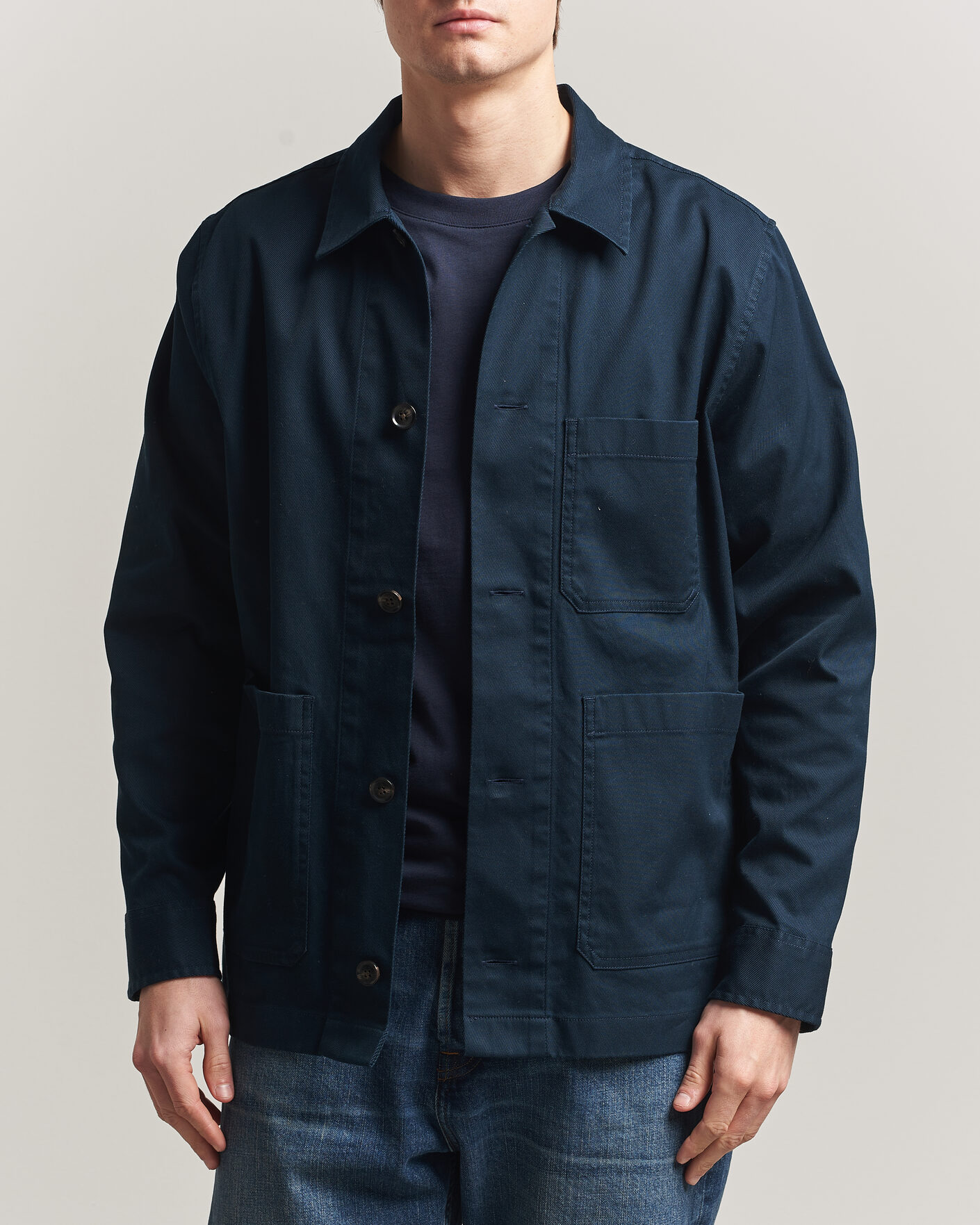 J.Lindeberg Easton Cotton Overshirt JL Navy at CareOfCarl.com