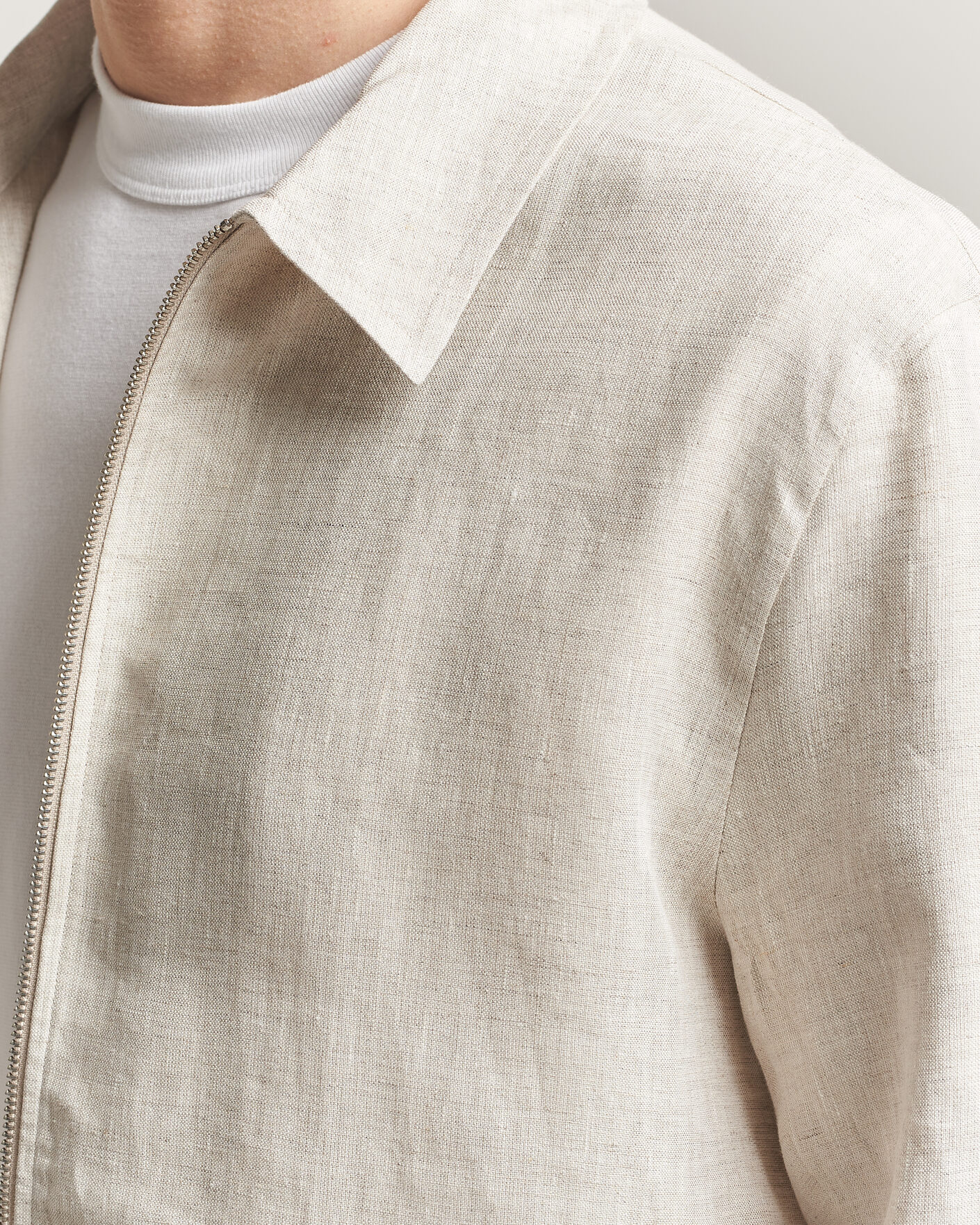 Men | Shirts | J.Lindeberg | Julius Drape Linen Overshirt Moonbeam