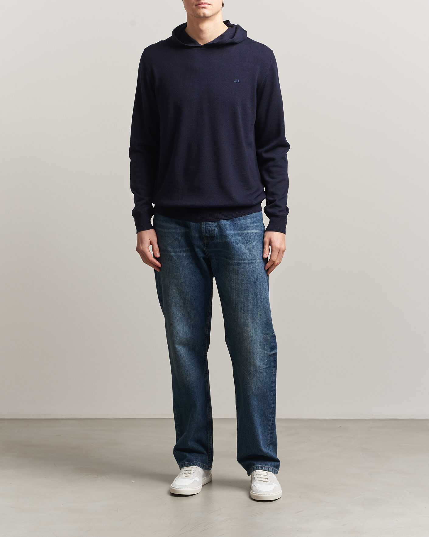 Men | Sweaters & Knitwear | J.Lindeberg | Karl Merino Hoodie JL Navy