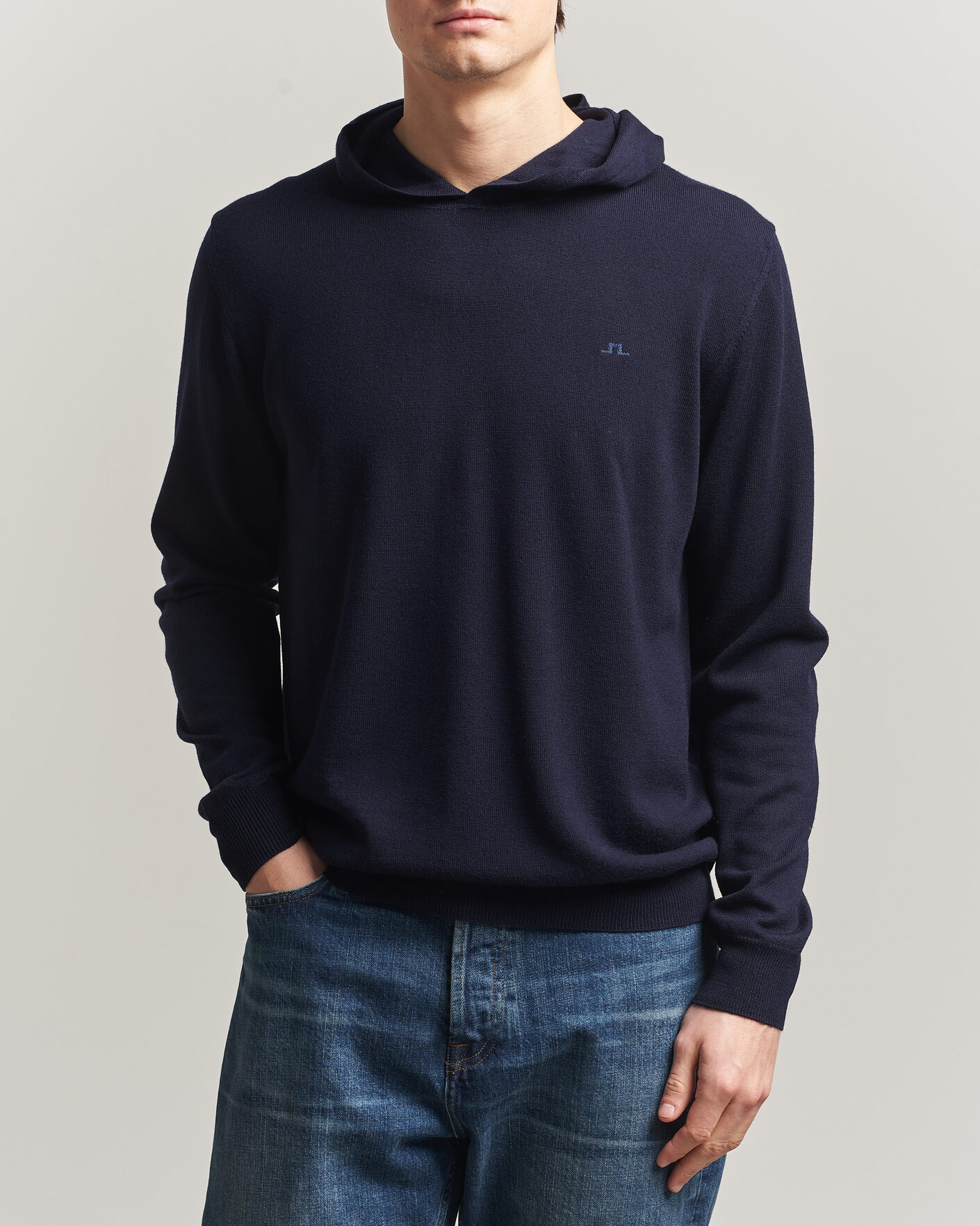 Men | Sweaters & Knitwear | J.Lindeberg | Karl Merino Hoodie JL Navy