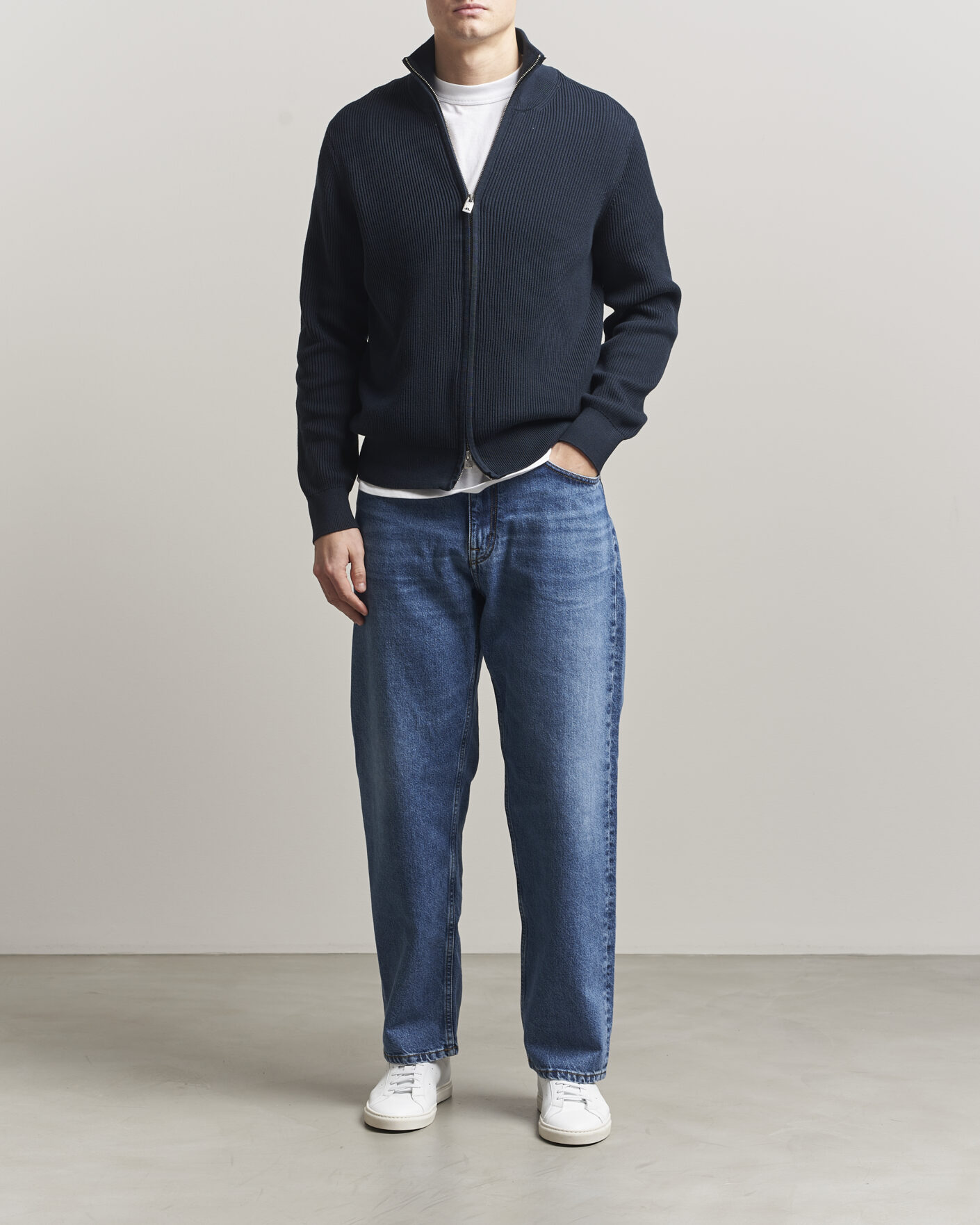 Men | Sweaters & Knitwear | J.Lindeberg | Alexis Full Zip Cardigan JL Navy