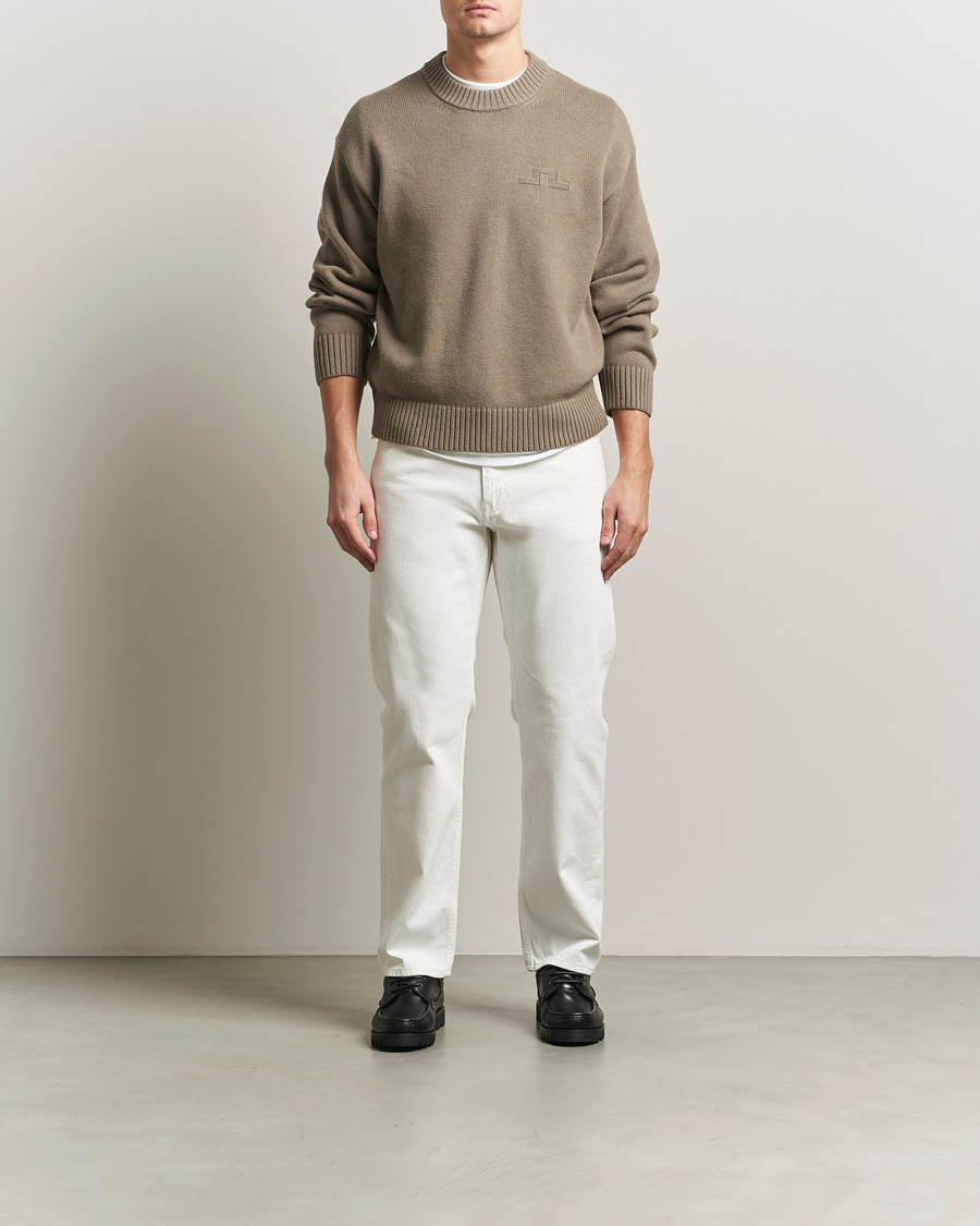 Men | Sweaters & Knitwear | J.Lindeberg | Eddy Cotton Wool Crew Neck Brindle