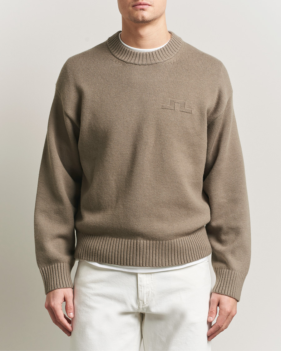 Men | Sweaters & Knitwear | J.Lindeberg | Eddy Cotton Wool Crew Neck Brindle
