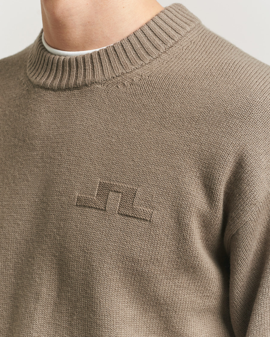 Men | Sweaters & Knitwear | J.Lindeberg | Eddy Cotton Wool Crew Neck Brindle