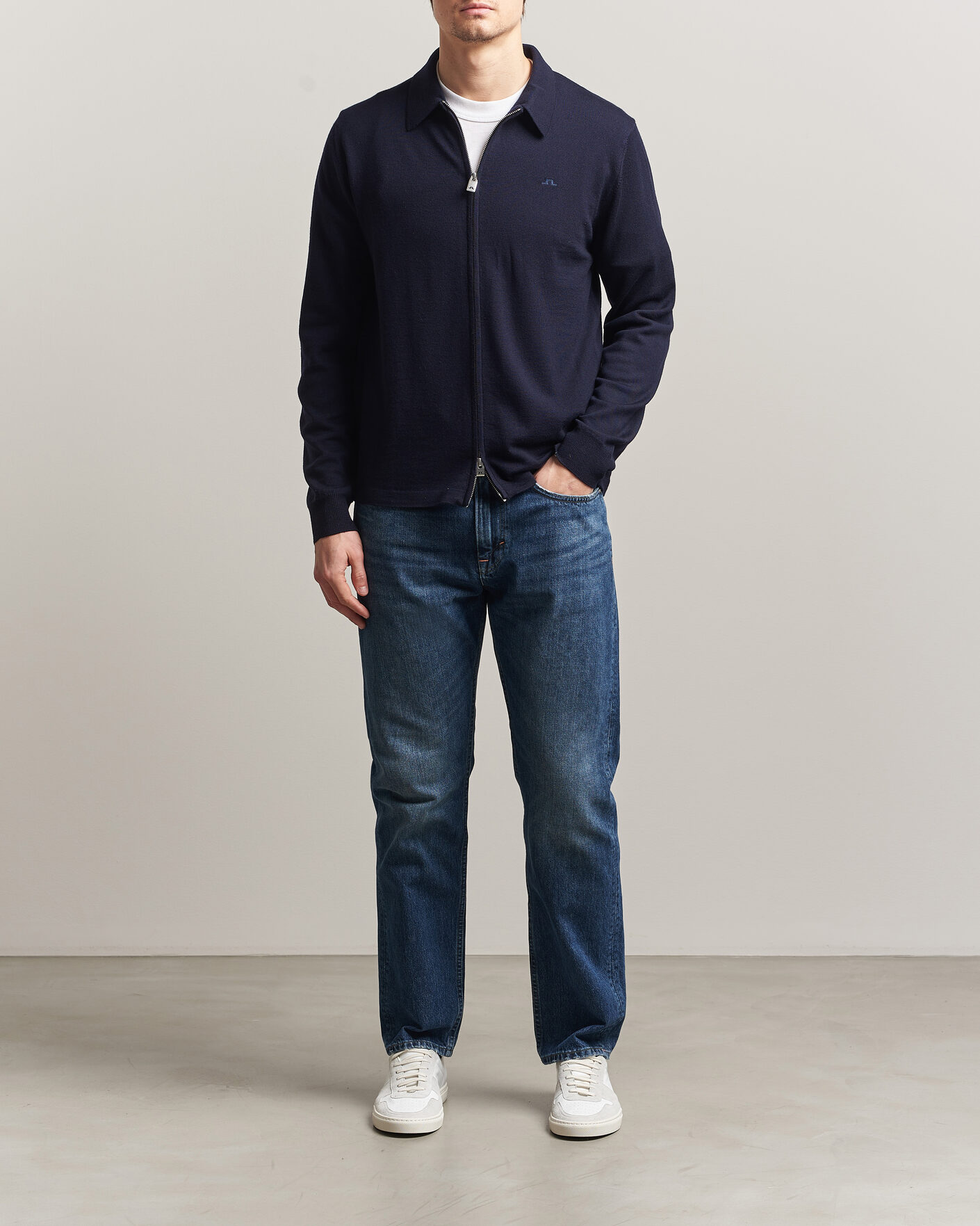 Men | Sweaters & Knitwear | J.Lindeberg | Kaleb Merino Cardigan JL Navy