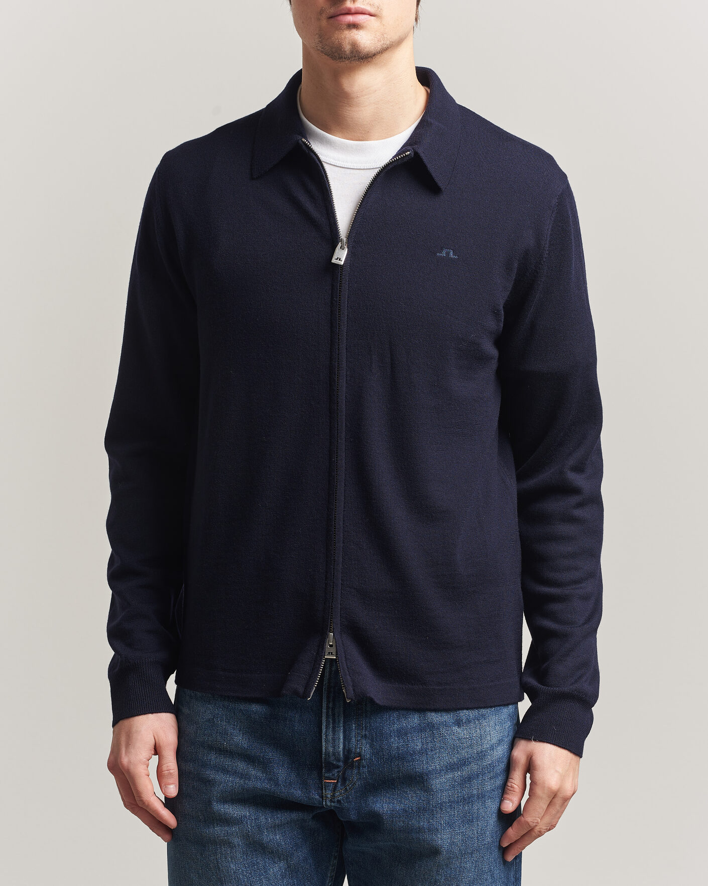 Men | Sweaters & Knitwear | J.Lindeberg | Kaleb Merino Cardigan JL Navy