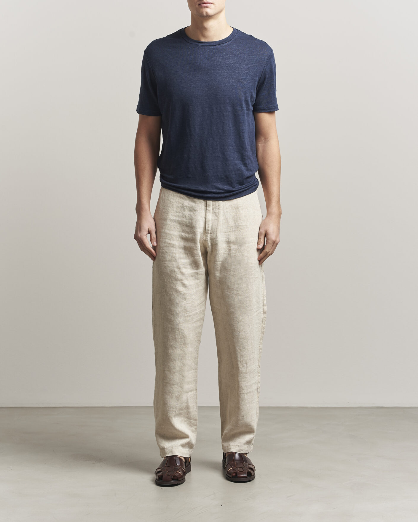 Men | T-Shirts | J.Lindeberg | Coma Linen T-Shirt JL Navy