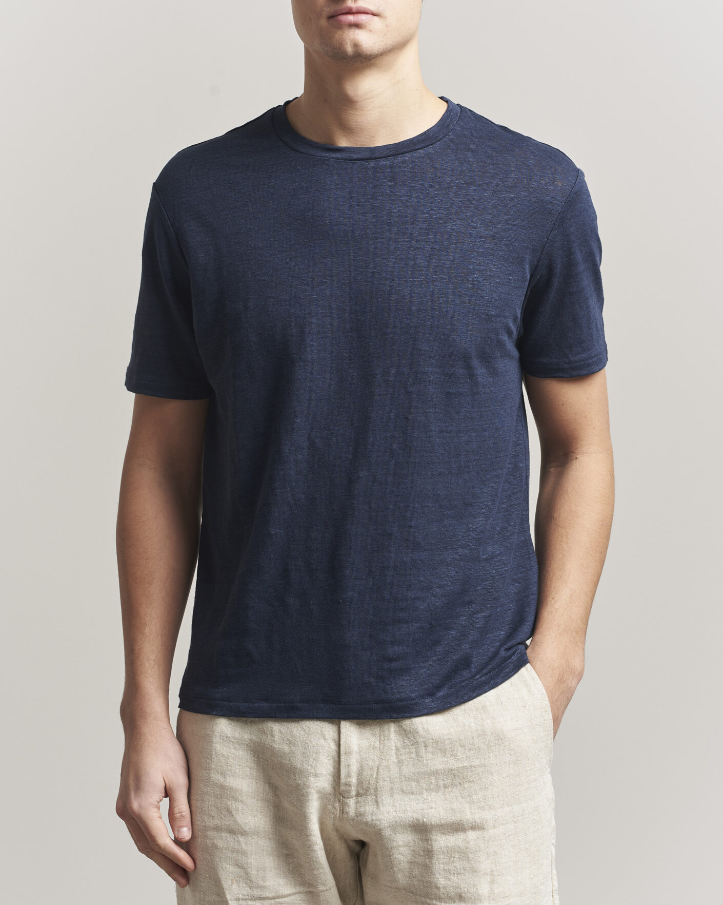 Men | T-Shirts | J.Lindeberg | Coma Linen T-Shirt JL Navy