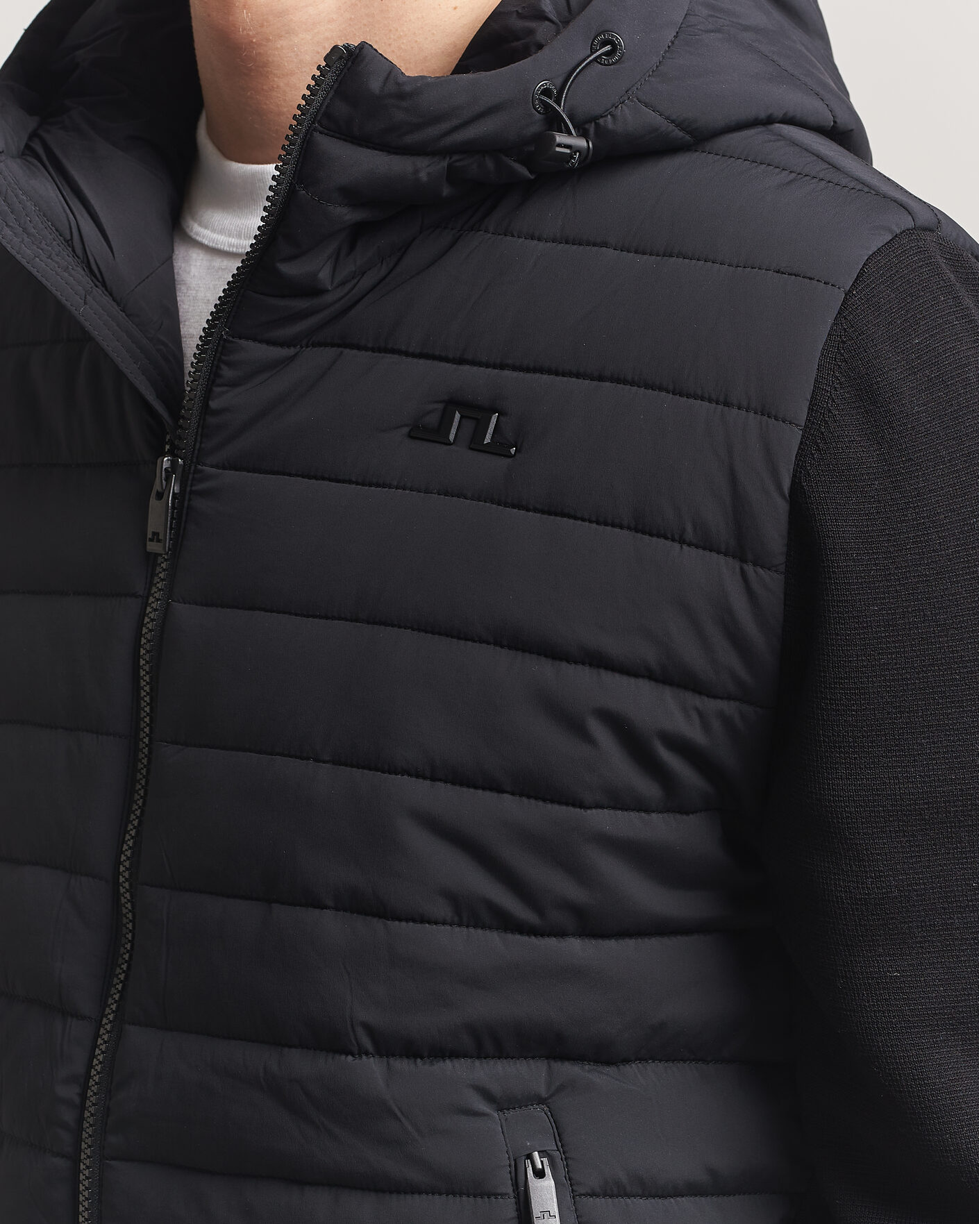 J.Lindeberg Ebbe Hybrid Knit Hoodie Black at CareOfCarl.com