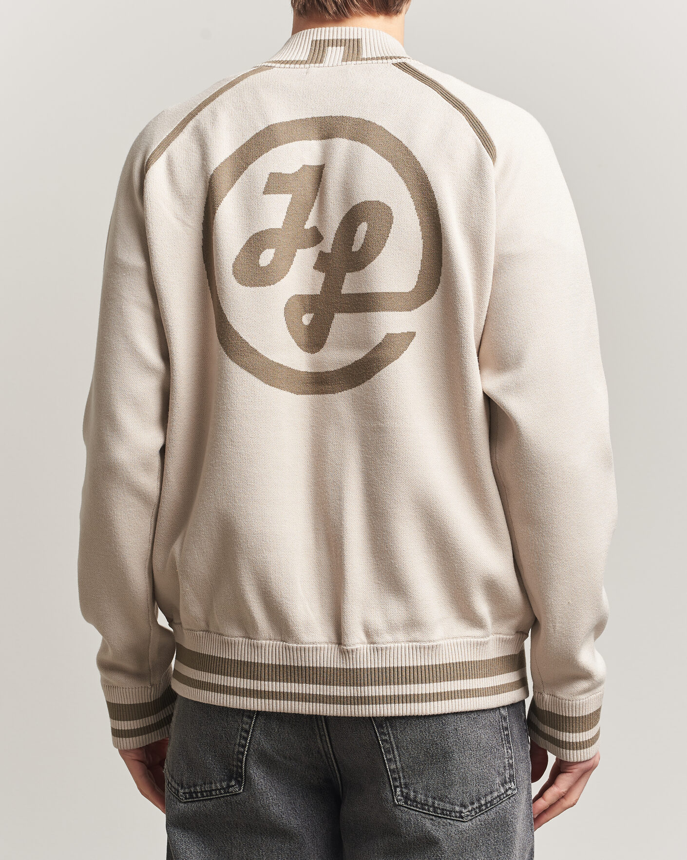 Men | Coats & Jackets | J.Lindeberg | Stanley Jacquard Knit Bomber Moonbeam