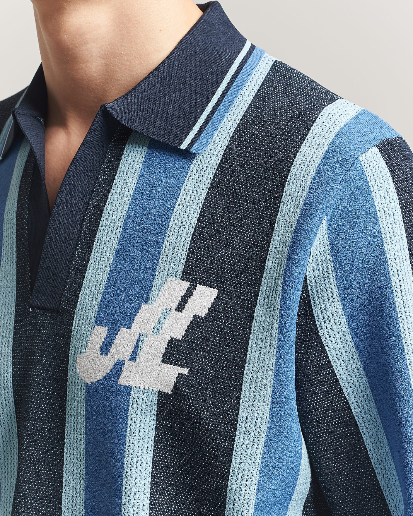 J.Lindeberg Silas Stripe Polo Knit JL Navy at CareOfCarl.com