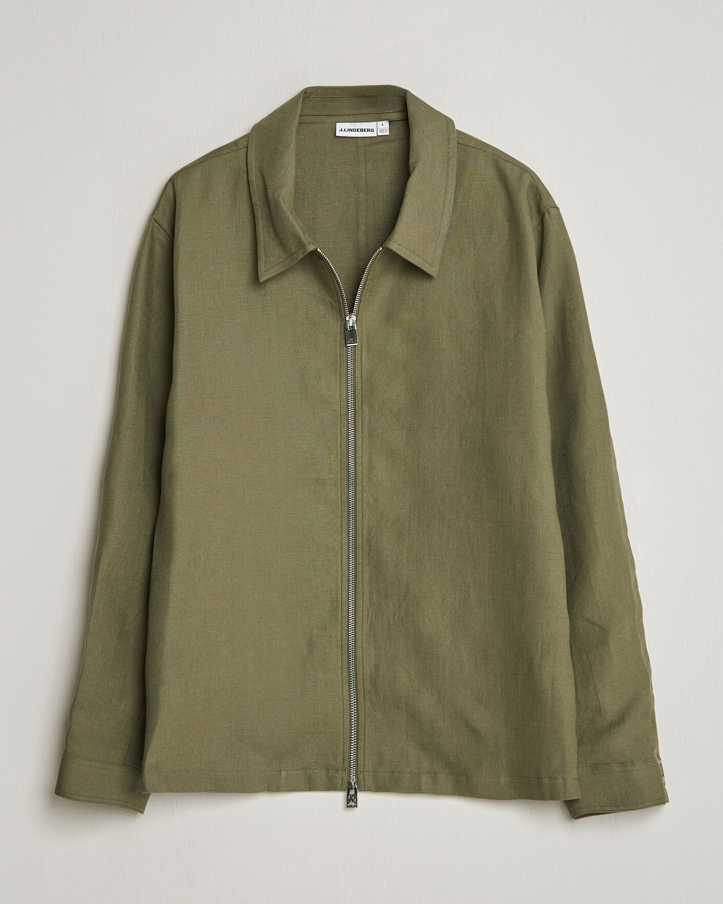 J.Lindeberg Julius Drape Linen Overshirt Kalamata at CareOfCarl.com