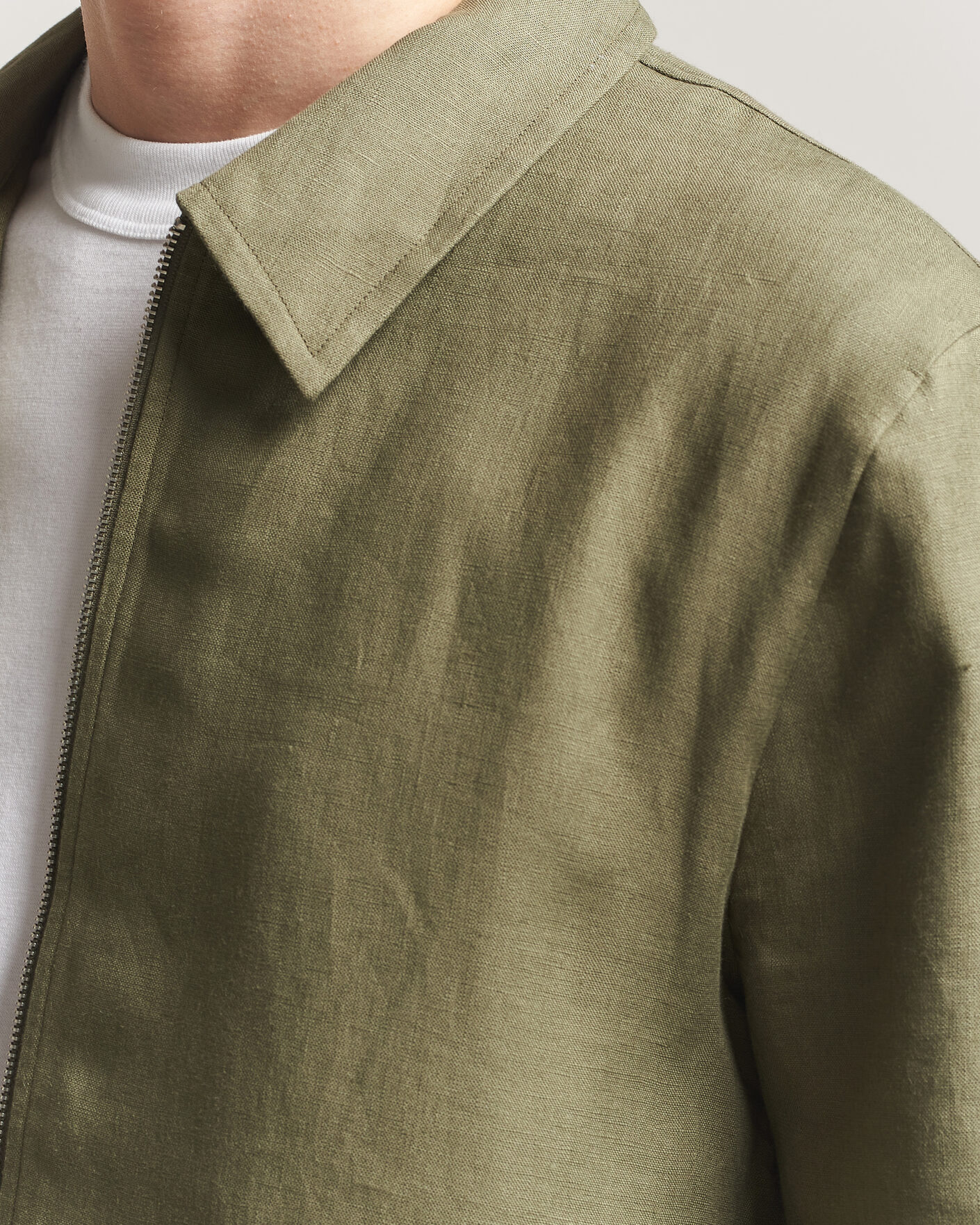 Men | Shirts | J.Lindeberg | Julius Drape Linen Overshirt Kalamata