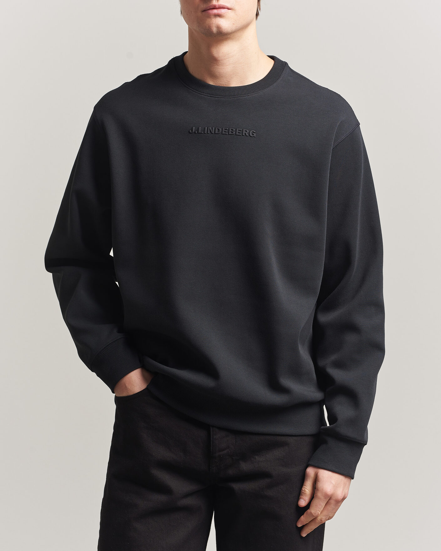 Men | Sweaters & Knitwear | J.Lindeberg | Club Crew Neck Black