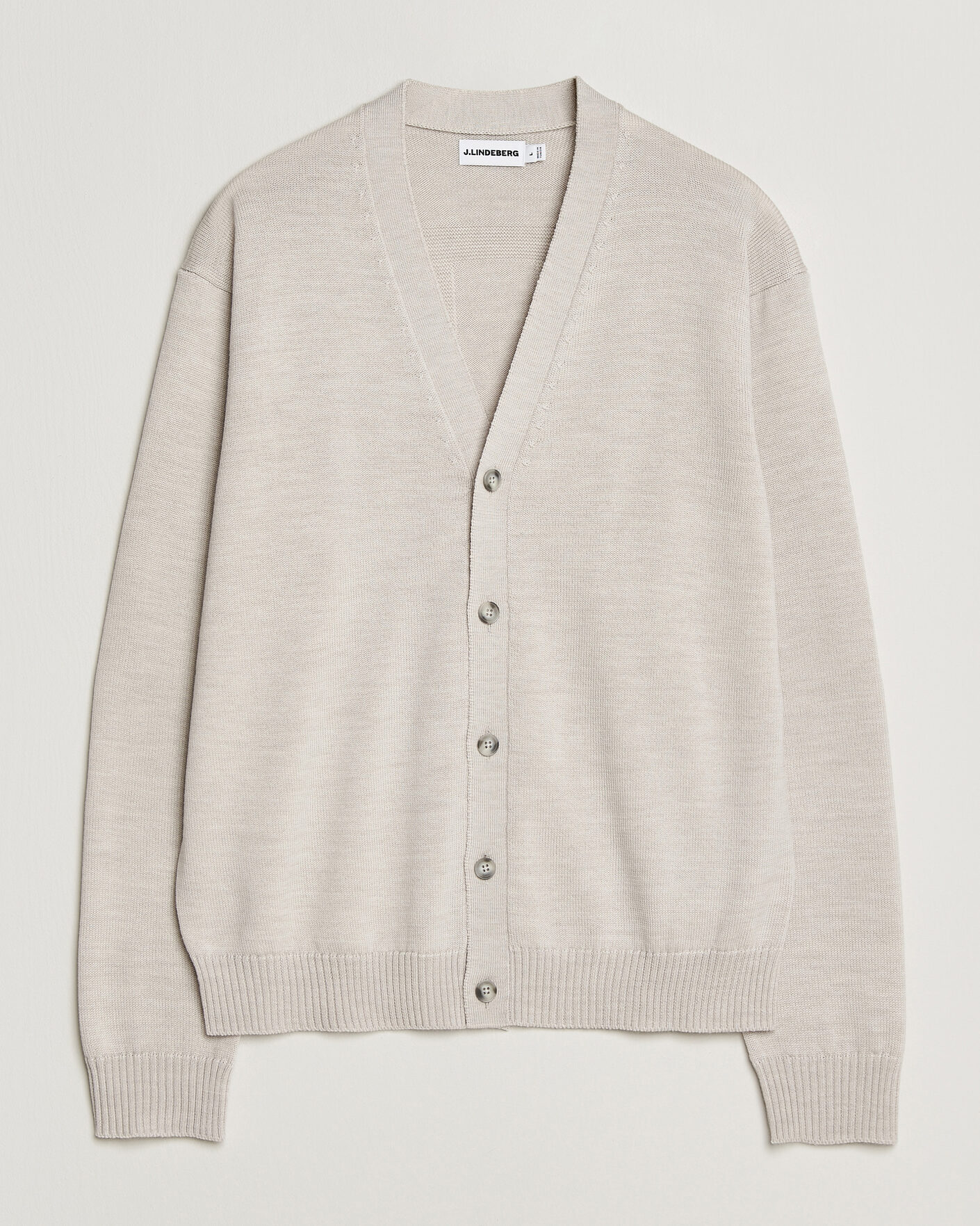 Men | Sweaters & Knitwear | J.Lindeberg | Jared Merino Cardigan Moonbeam Melange
