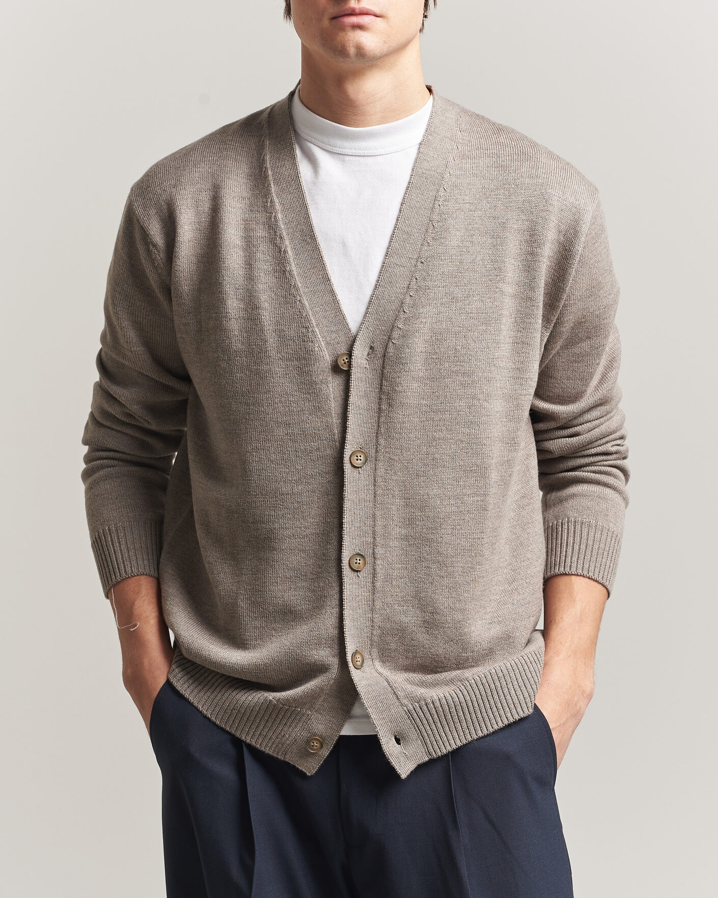 Men | Sweaters & Knitwear | J.Lindeberg | Jared Merino Cardigan Brindle Melange