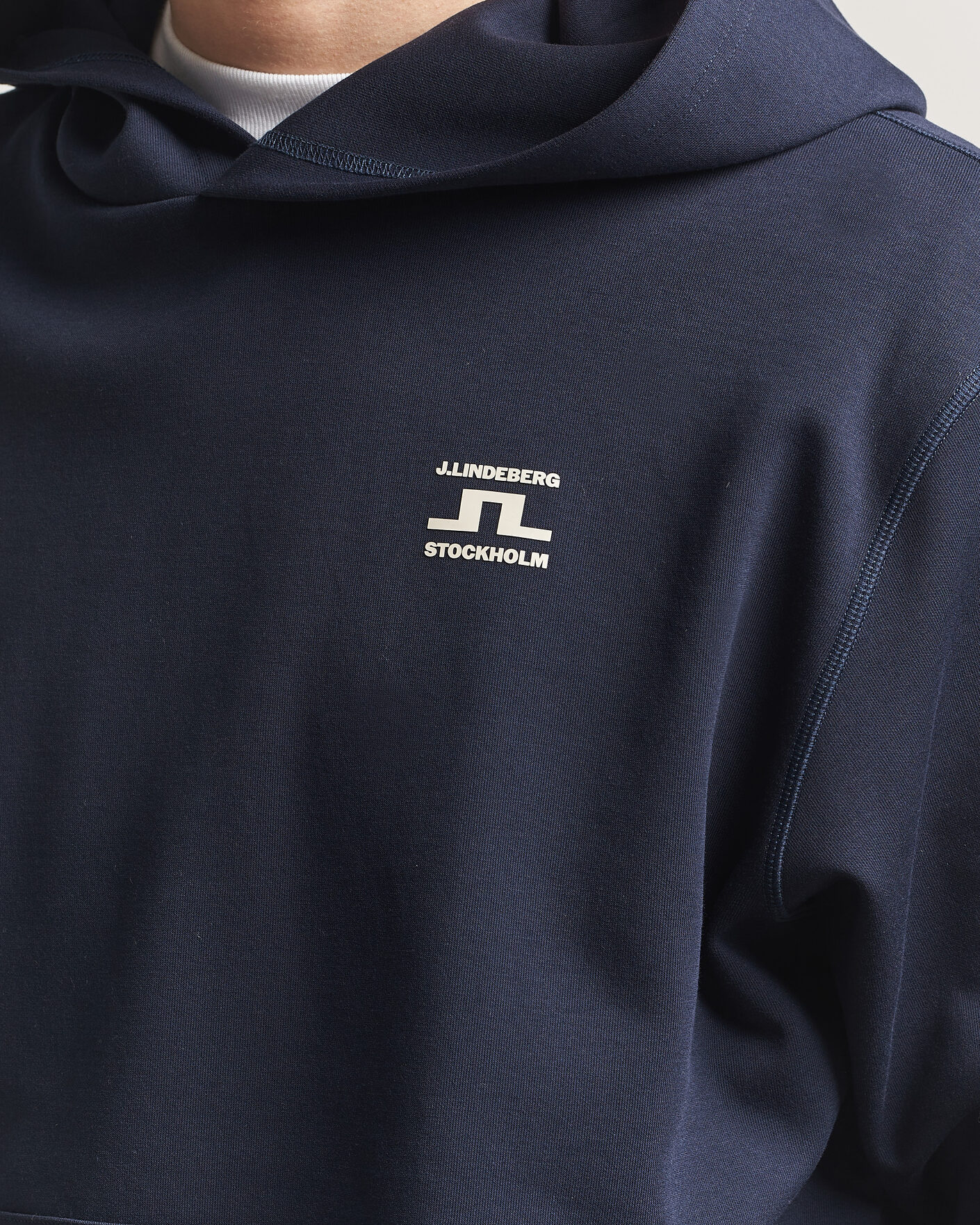 Men | Sweaters & Knitwear | J.Lindeberg | Club Printed Hoodie JL Navy