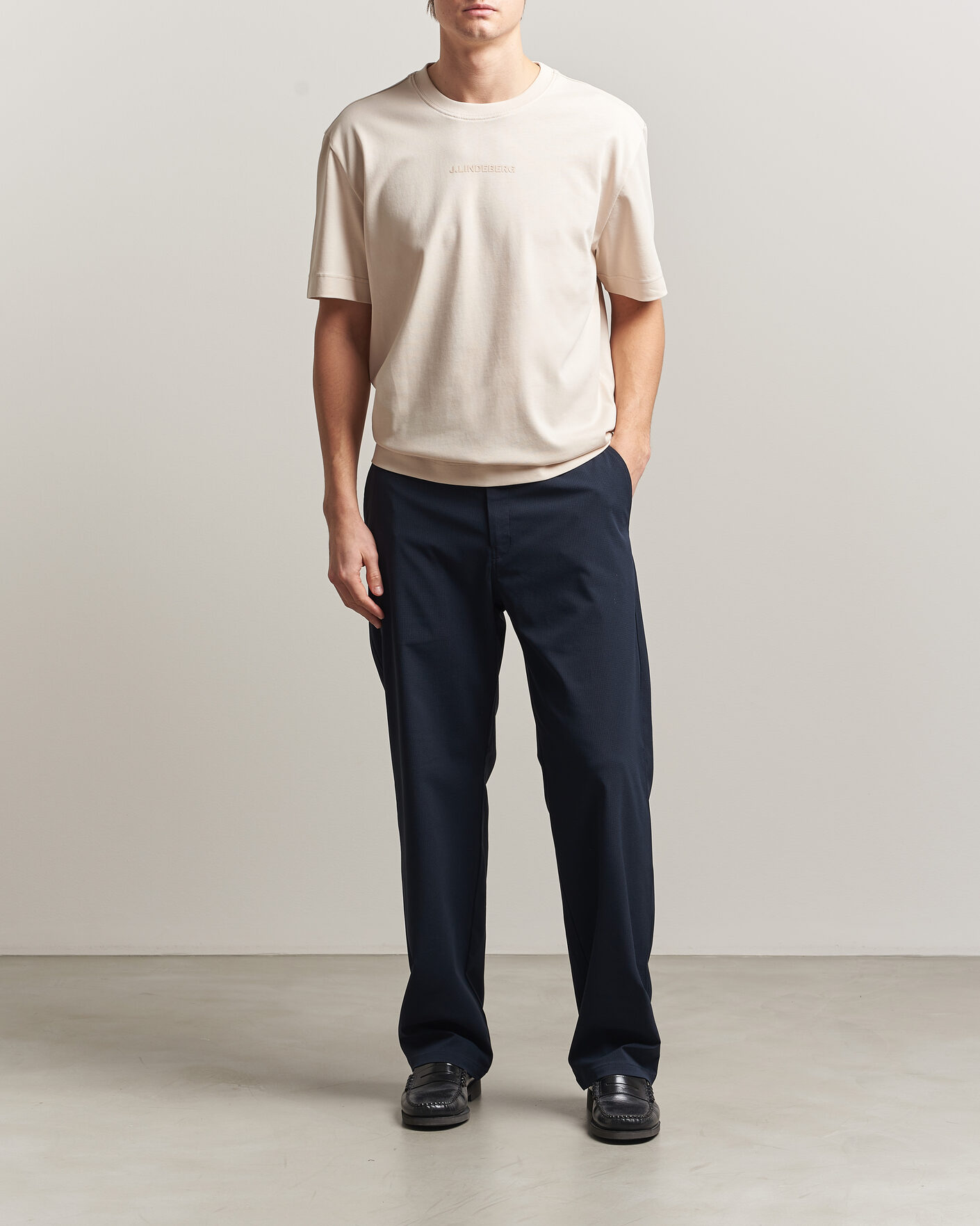 Men | T-Shirts | J.Lindeberg | Hale Heavy Logo T-Shirt Moonbeam