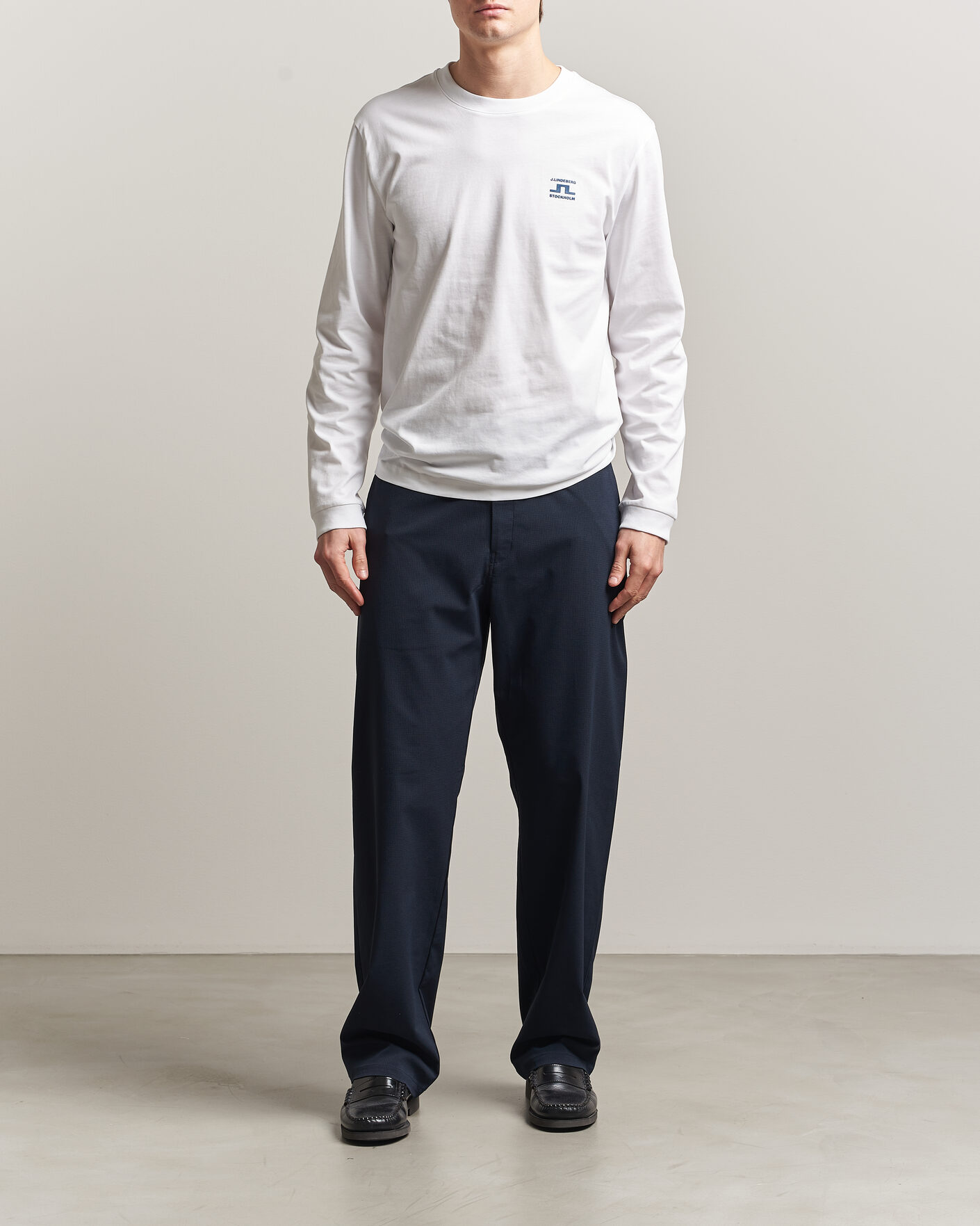 Men | T-Shirts | J.Lindeberg | Parcie Long Sleeve T-Shirt White