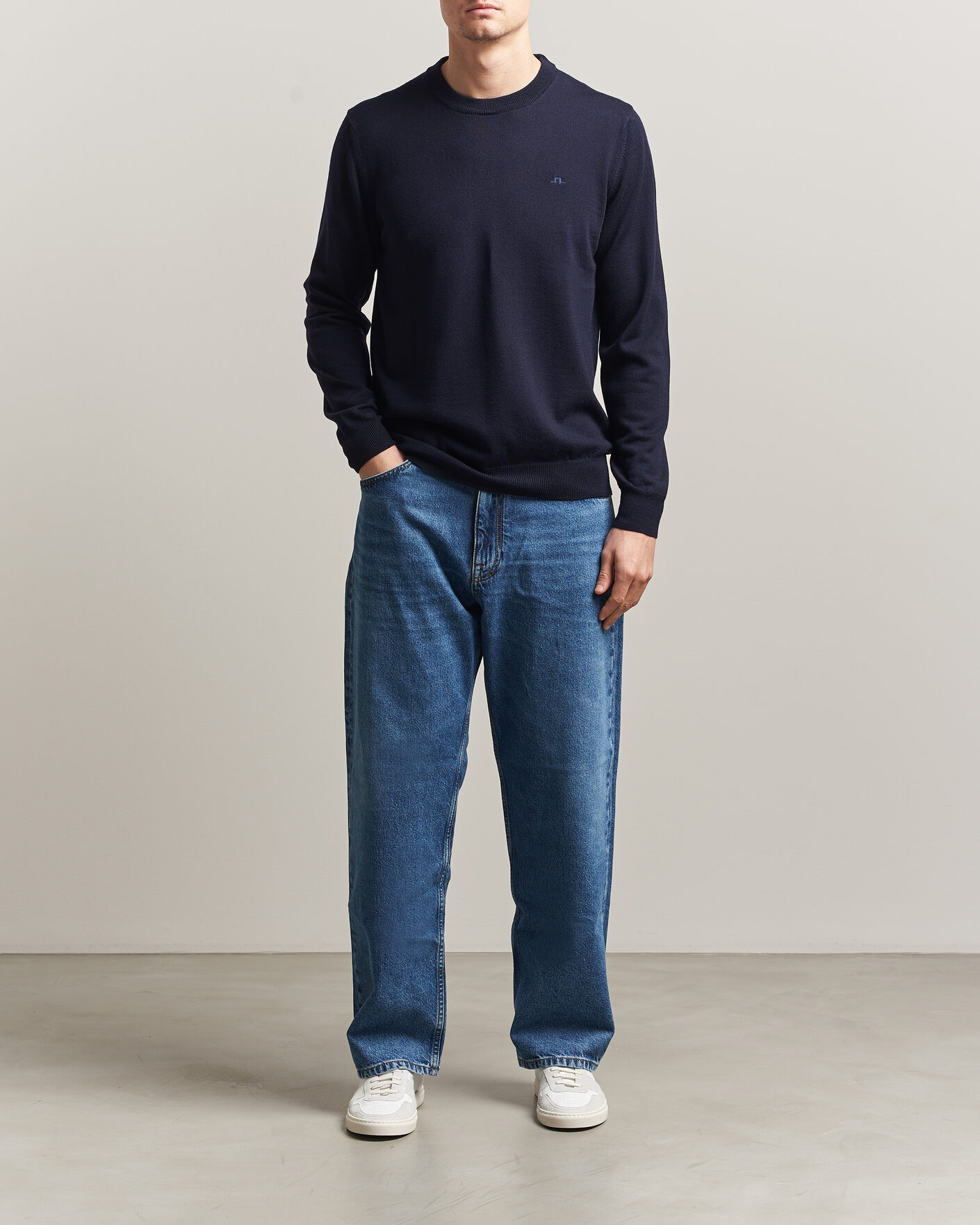 Men | Sweaters & Knitwear | J.Lindeberg | Keane Merino Crew Neck Pullover JL Navy