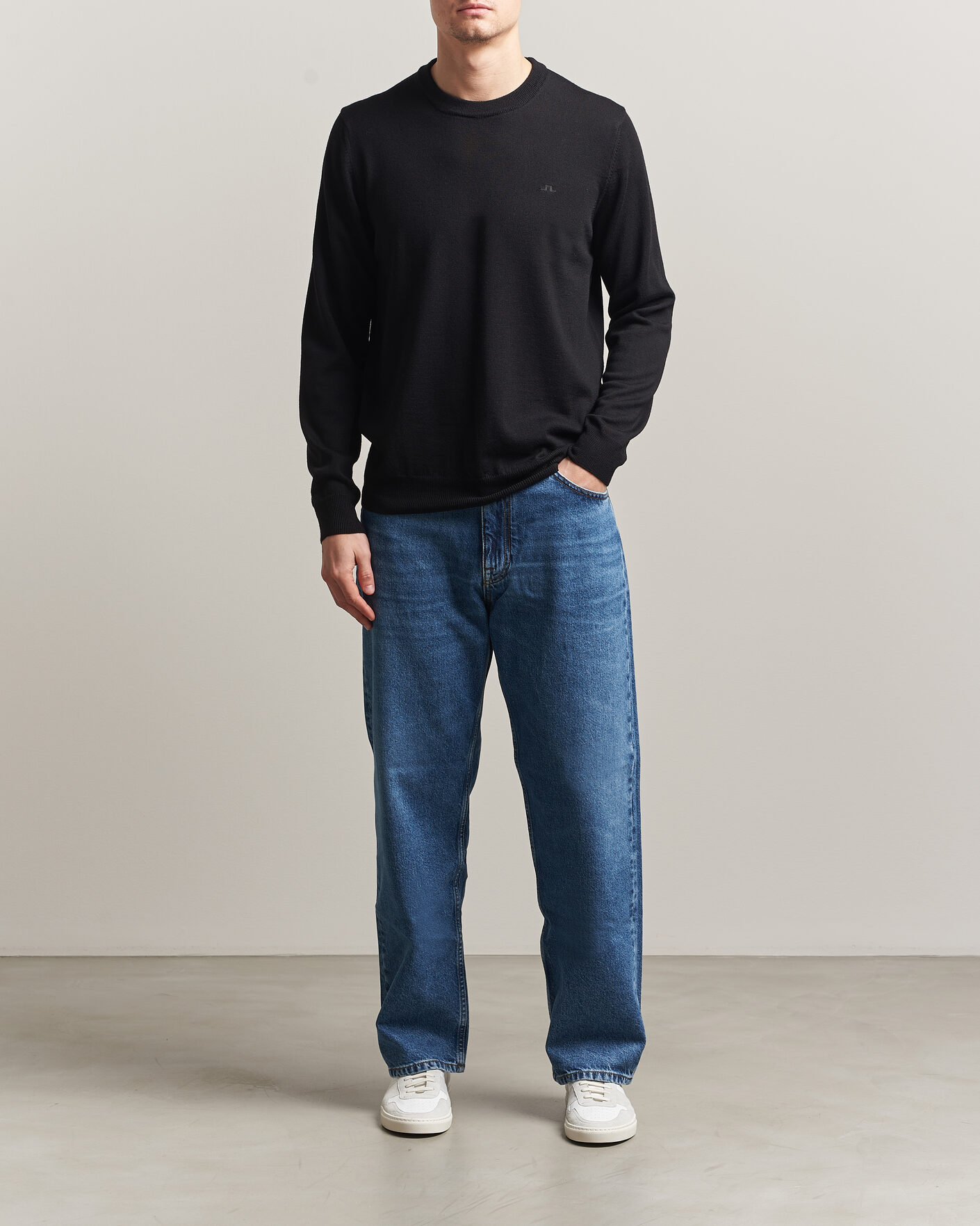 Men | Sweaters & Knitwear | J.Lindeberg | Keane Merino Crew Neck Pullover Black