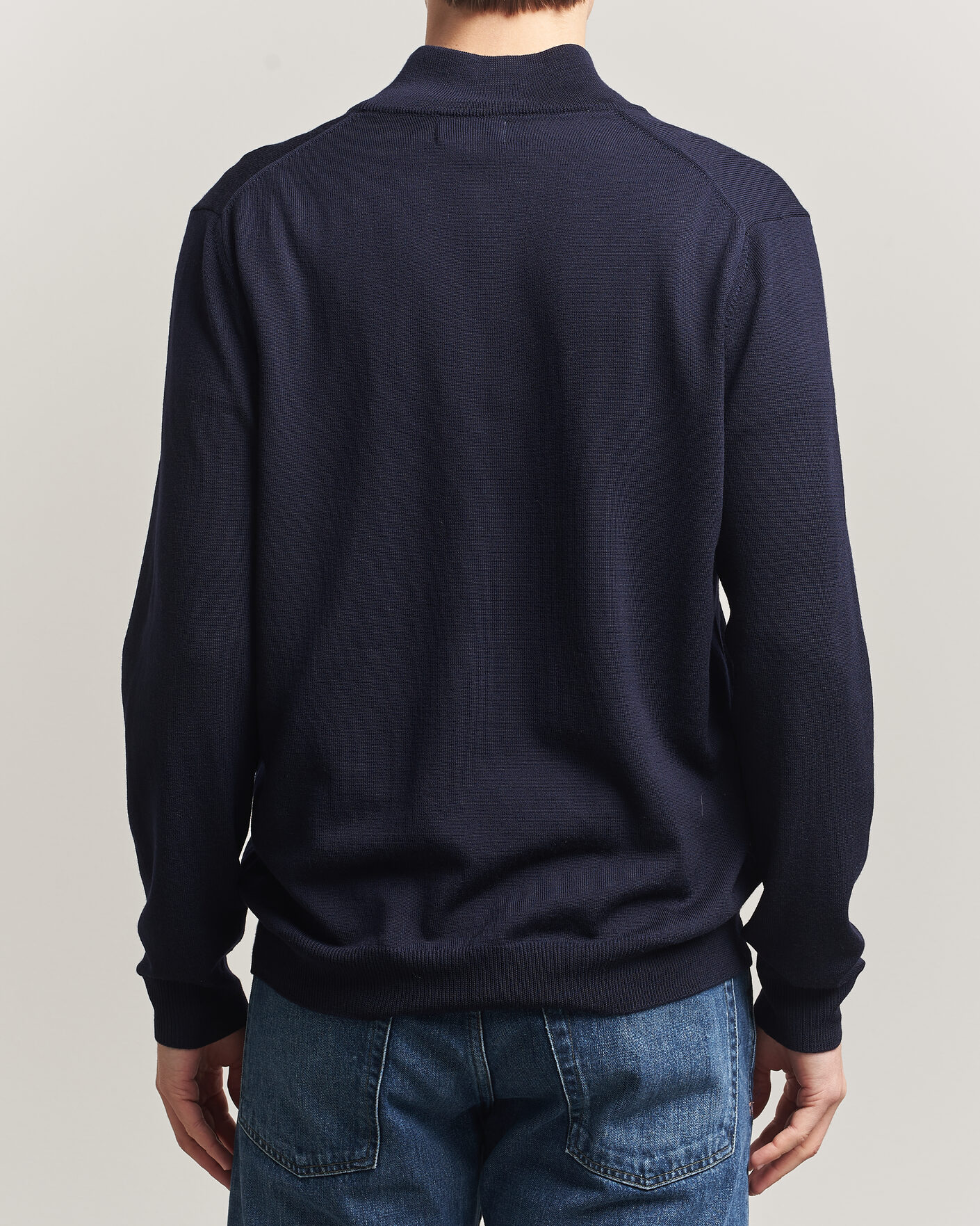 Men | Sweaters & Knitwear | J.Lindeberg | Kiyan Merino Half Zip JL Navy