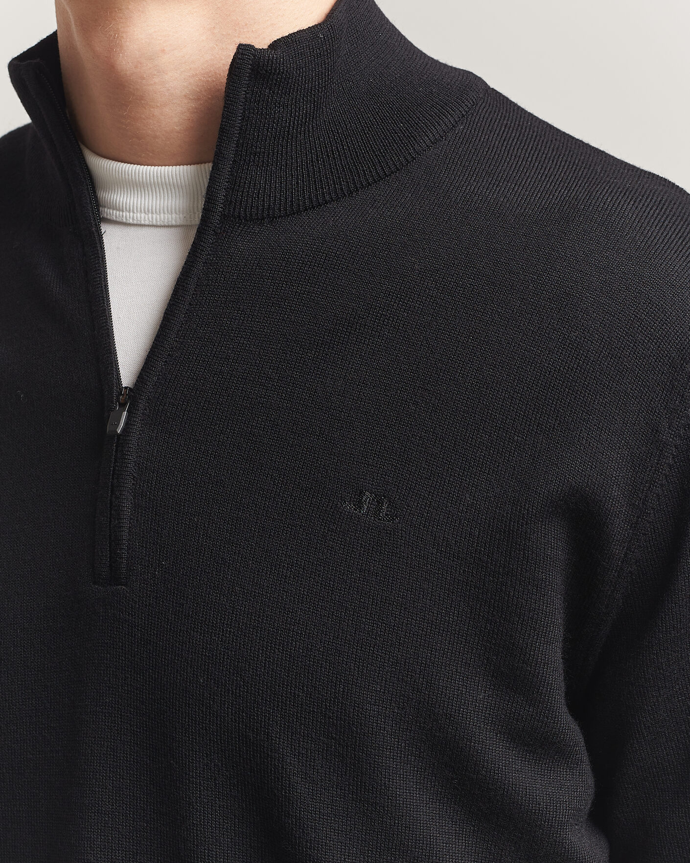 Men | Sweaters & Knitwear | J.Lindeberg | Kiyan Merino Half Zip Black