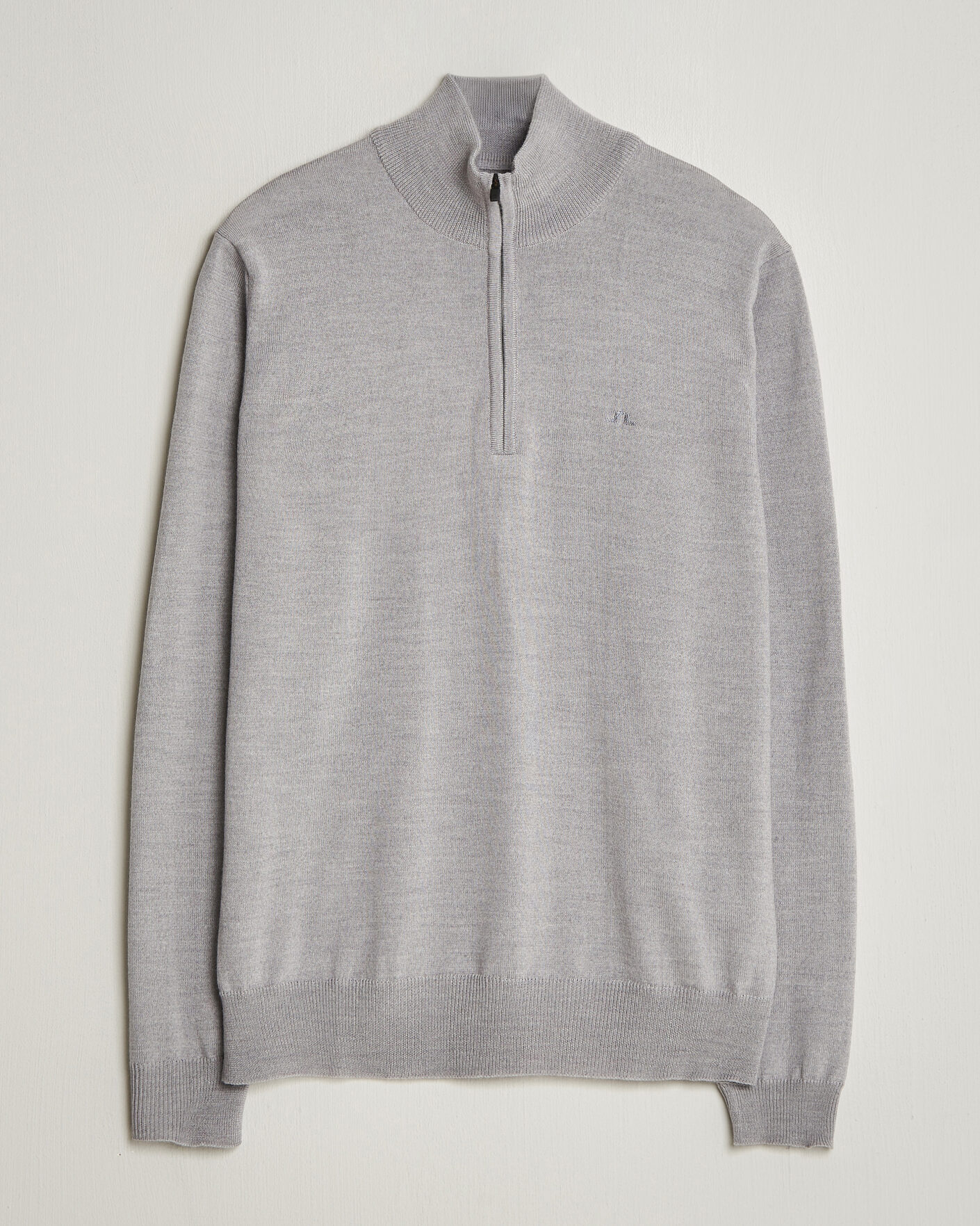 Men | Sweaters & Knitwear | J.Lindeberg | Kiyan Merino Half Zip Light Grey Melange