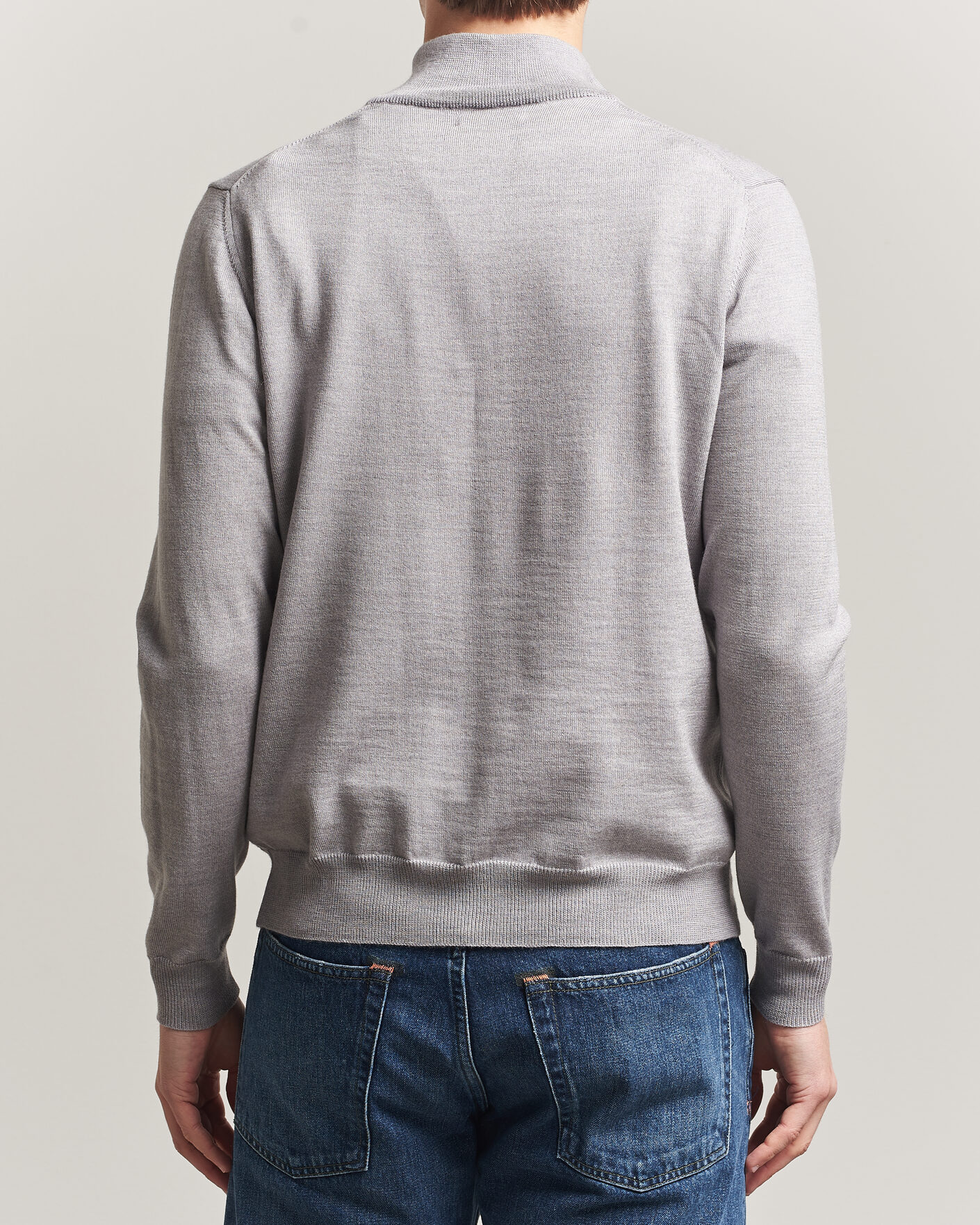 Men | Sweaters & Knitwear | J.Lindeberg | Kiyan Merino Half Zip Light Grey Melange
