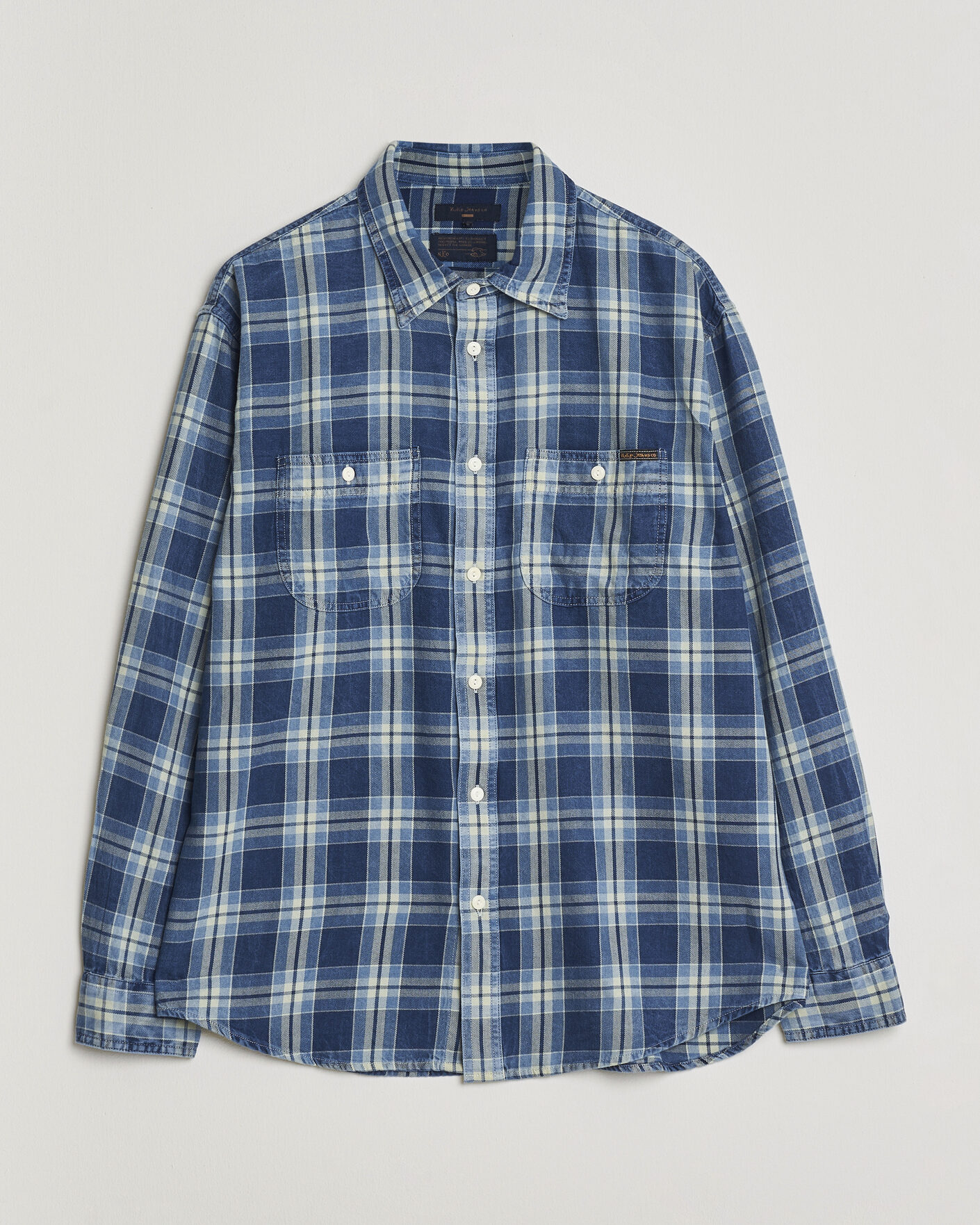 Men | Shirts | Nudie Jeans | Julian Checked Worker Shirt Indigo